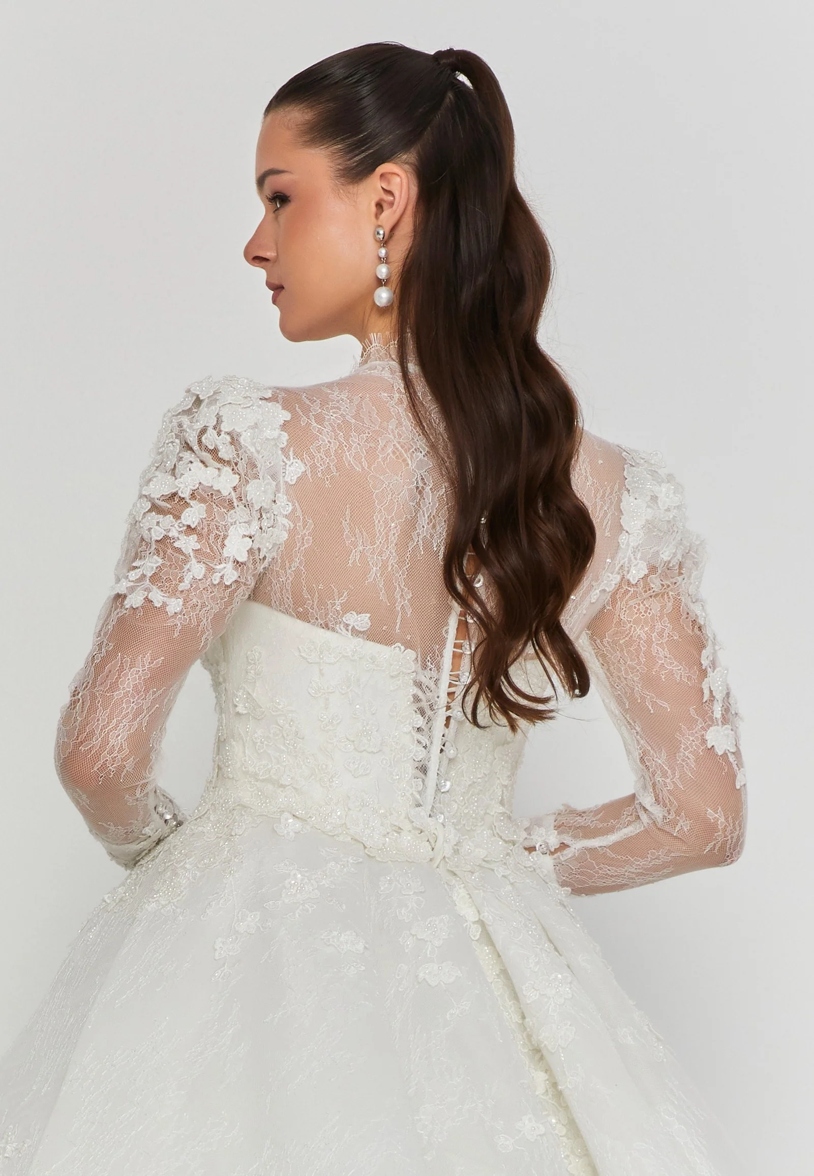 Long Sleeve Maxi Tulle Regular Wedding Dress abb25012 - Image 3