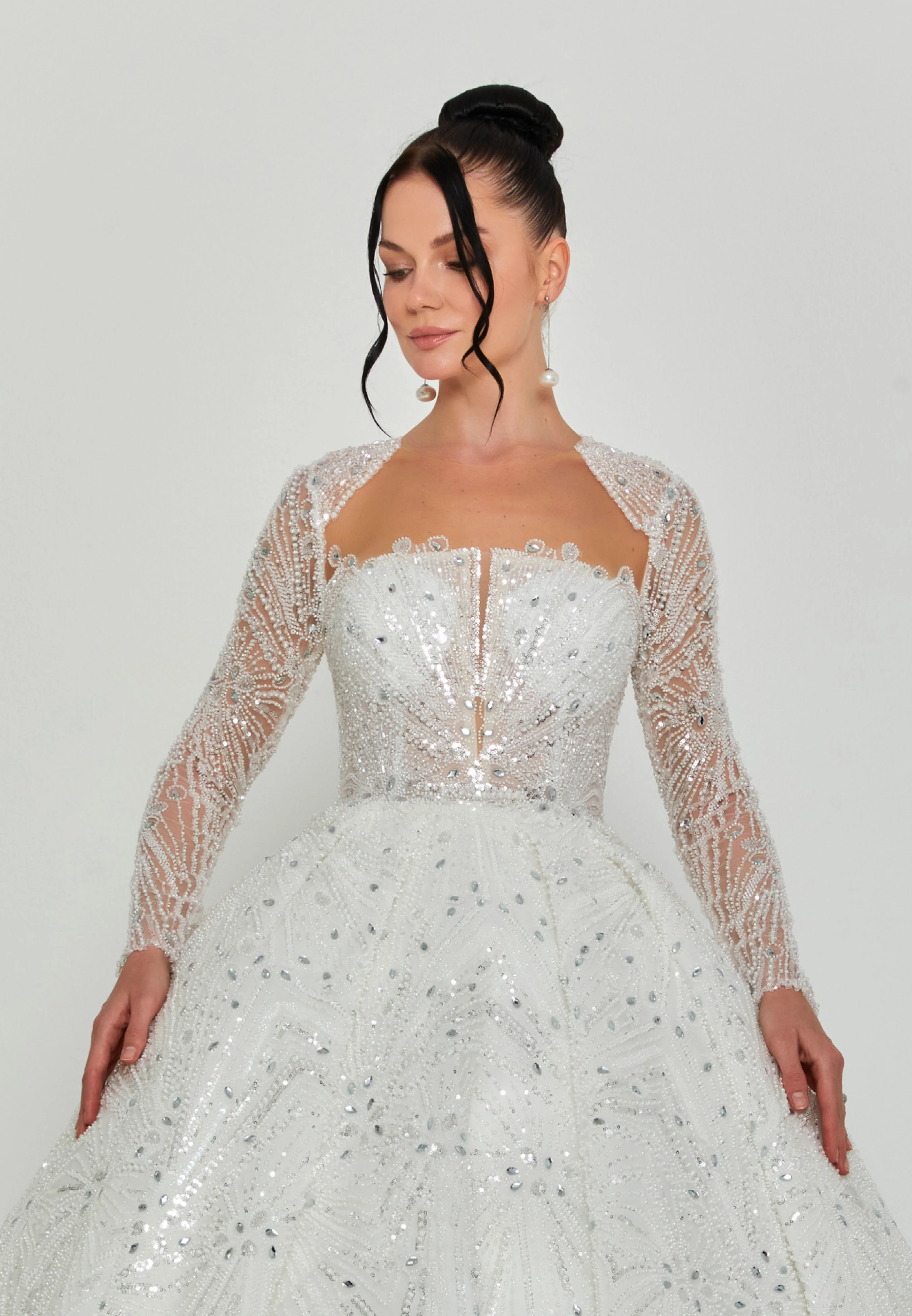 Long Sleeve Maxi Tulle Regular Wedding Dress abb25018 - Image 6