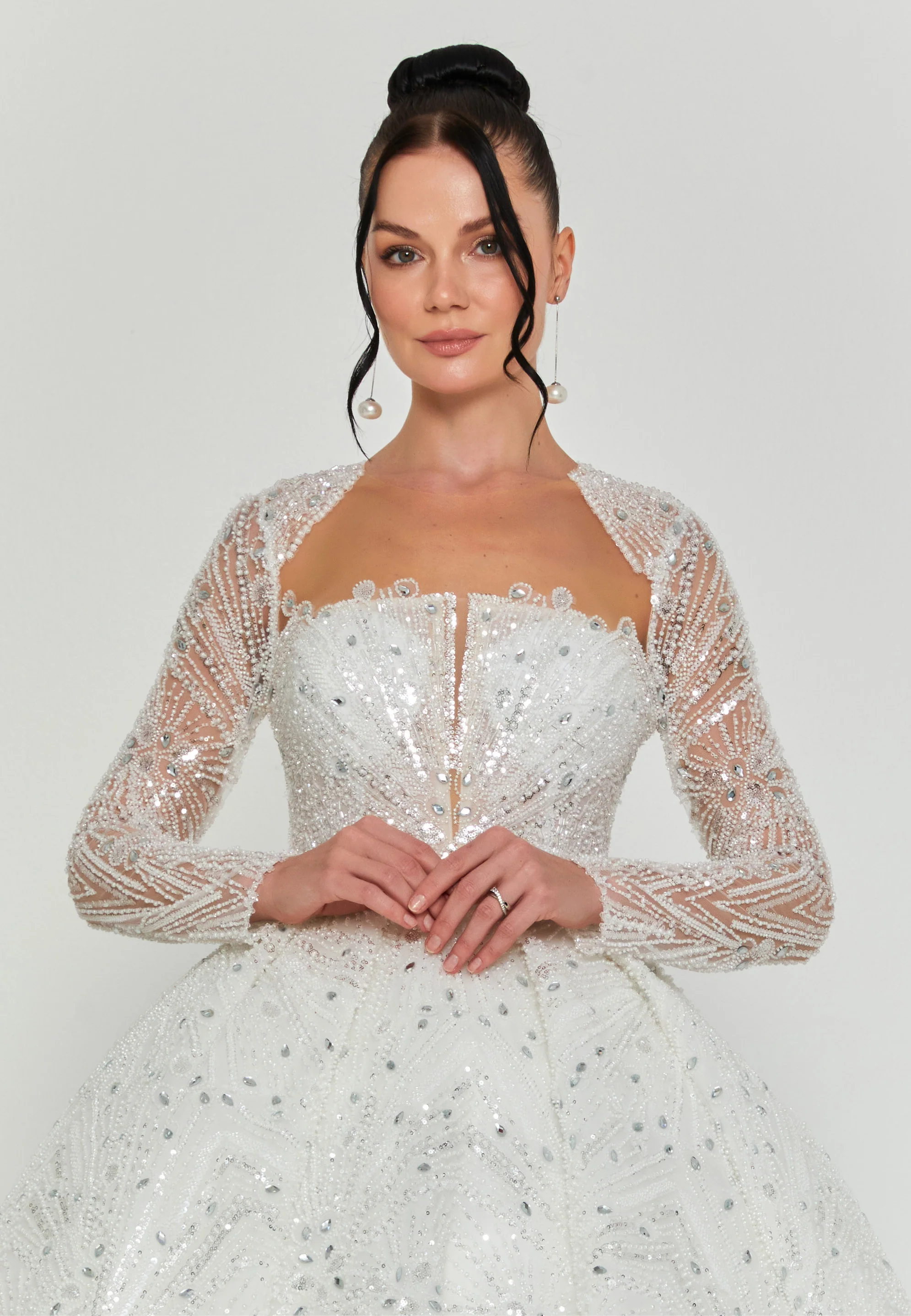 Long Sleeve Maxi Tulle Regular Wedding Dress abb25018 - Image 7