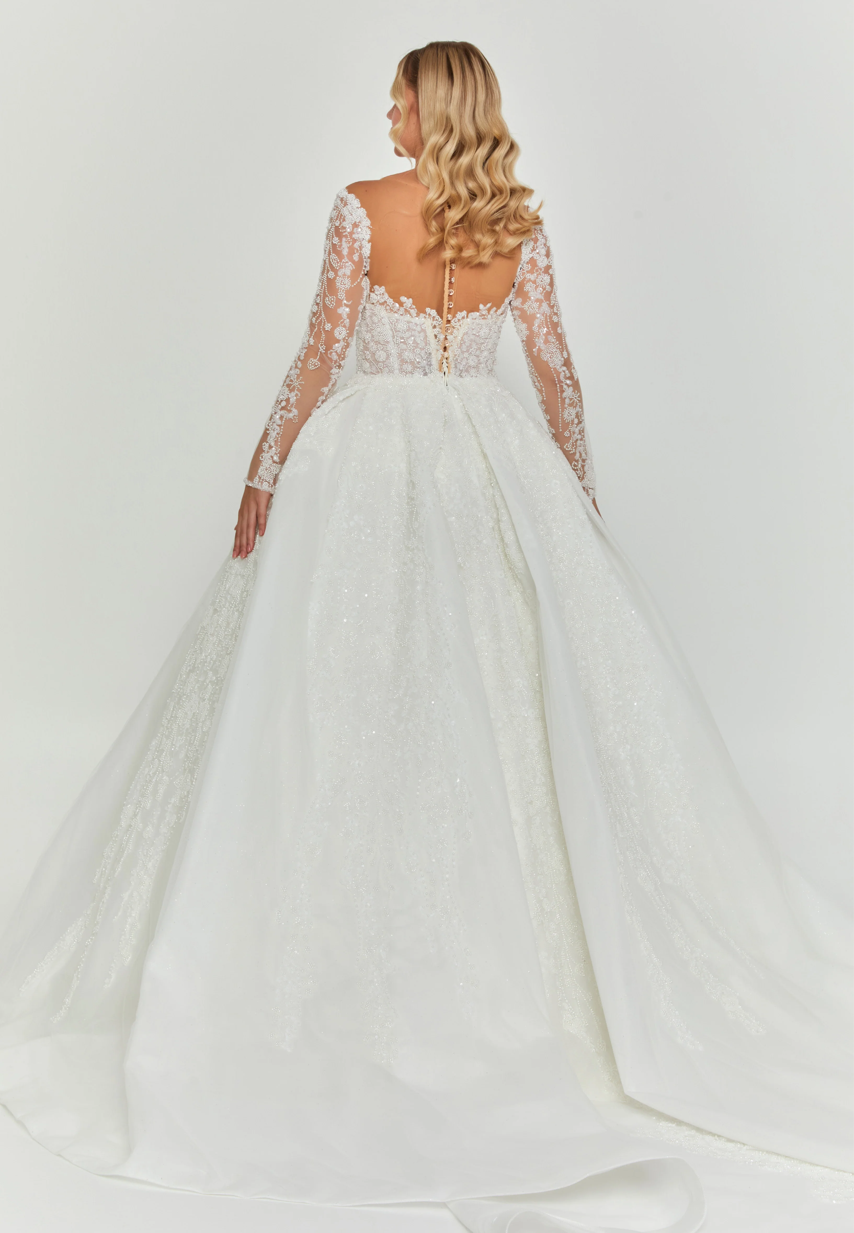 Long Sleeve Maxi Tulle Regular Wedding Dress abb25020 - Image 2
