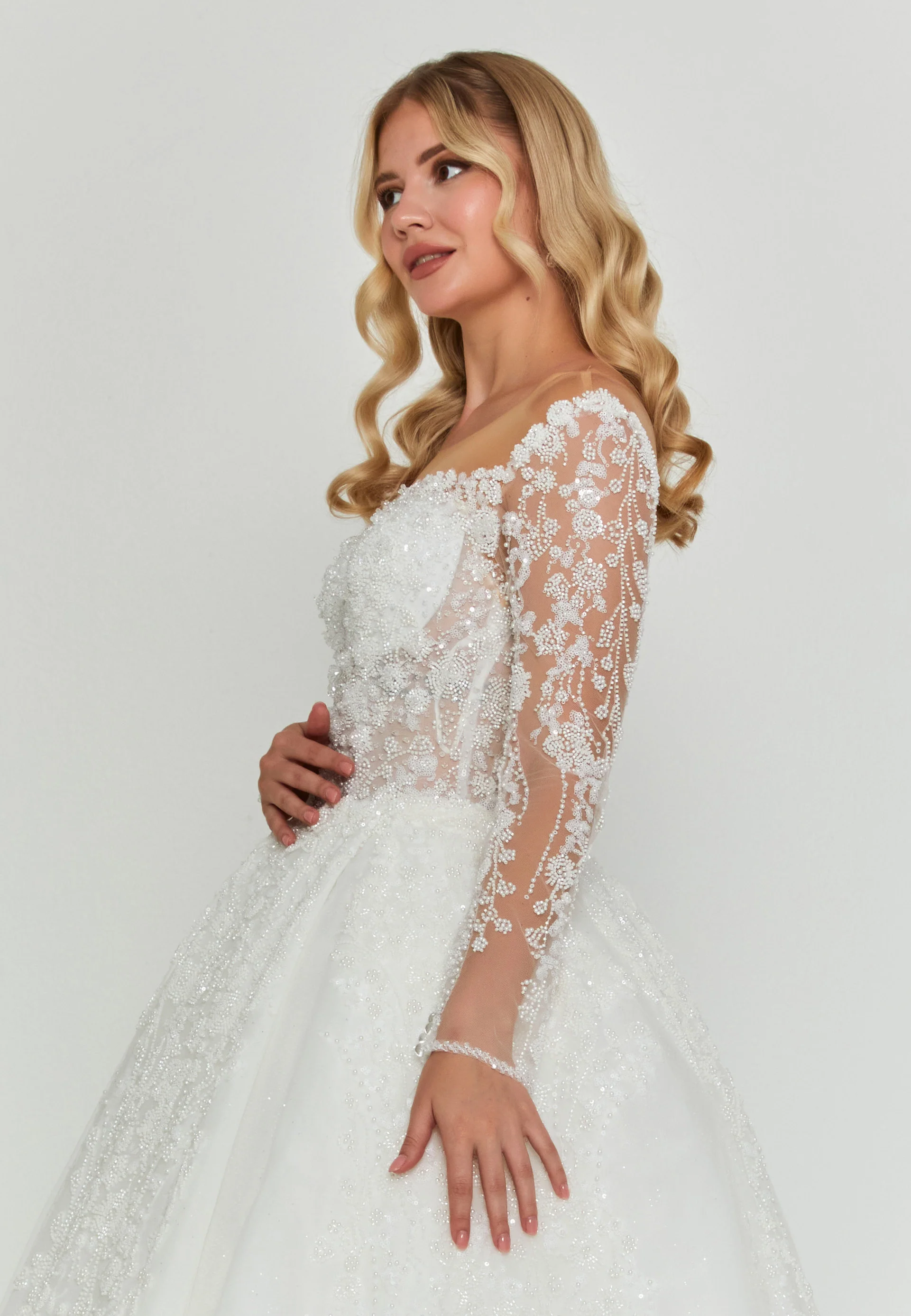Long Sleeve Maxi Tulle Regular Wedding Dress abb25020 - Image 6
