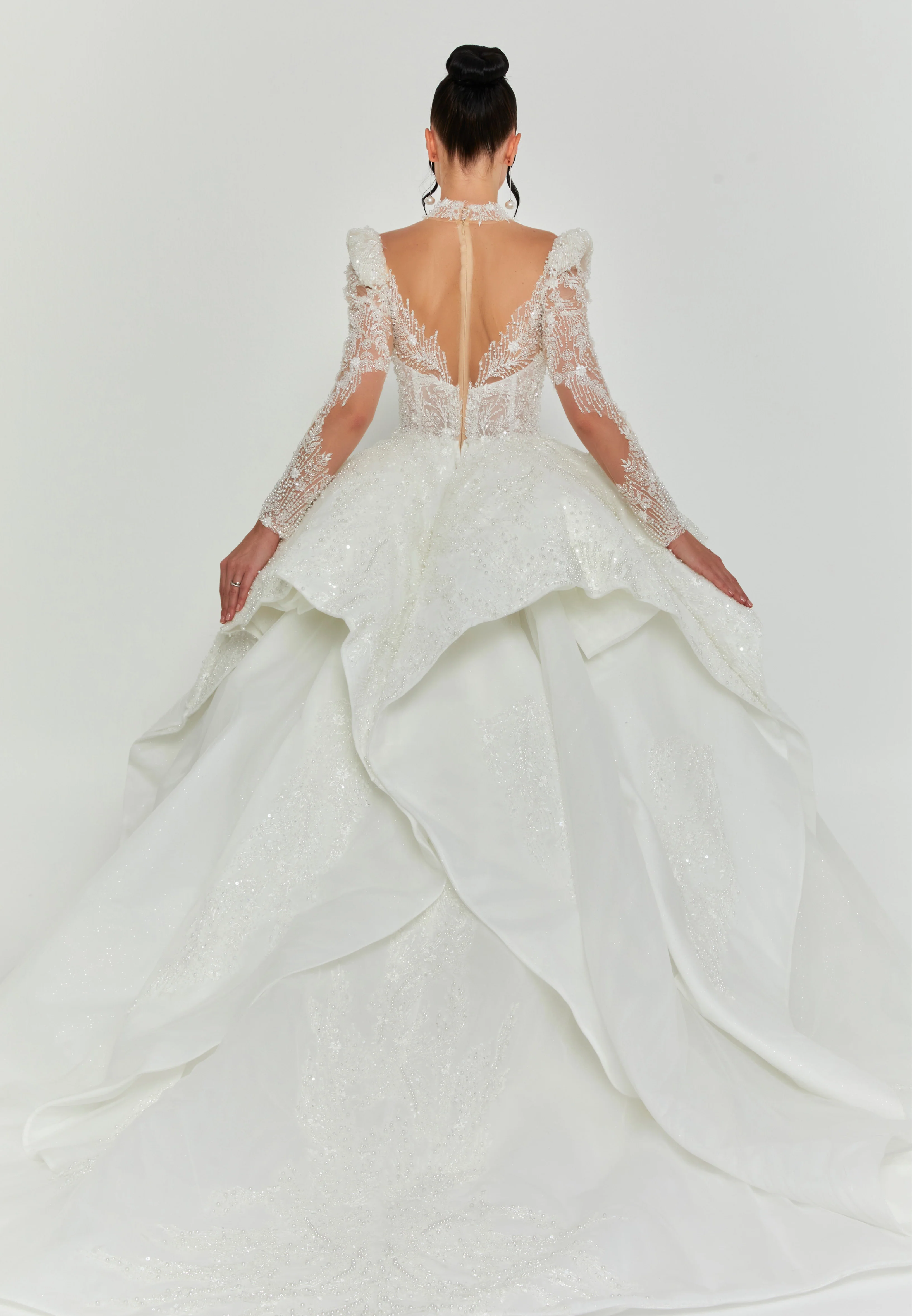 Long Sleeve Maxi Tulle Regular Wedding Dress abb25025 - Image 4