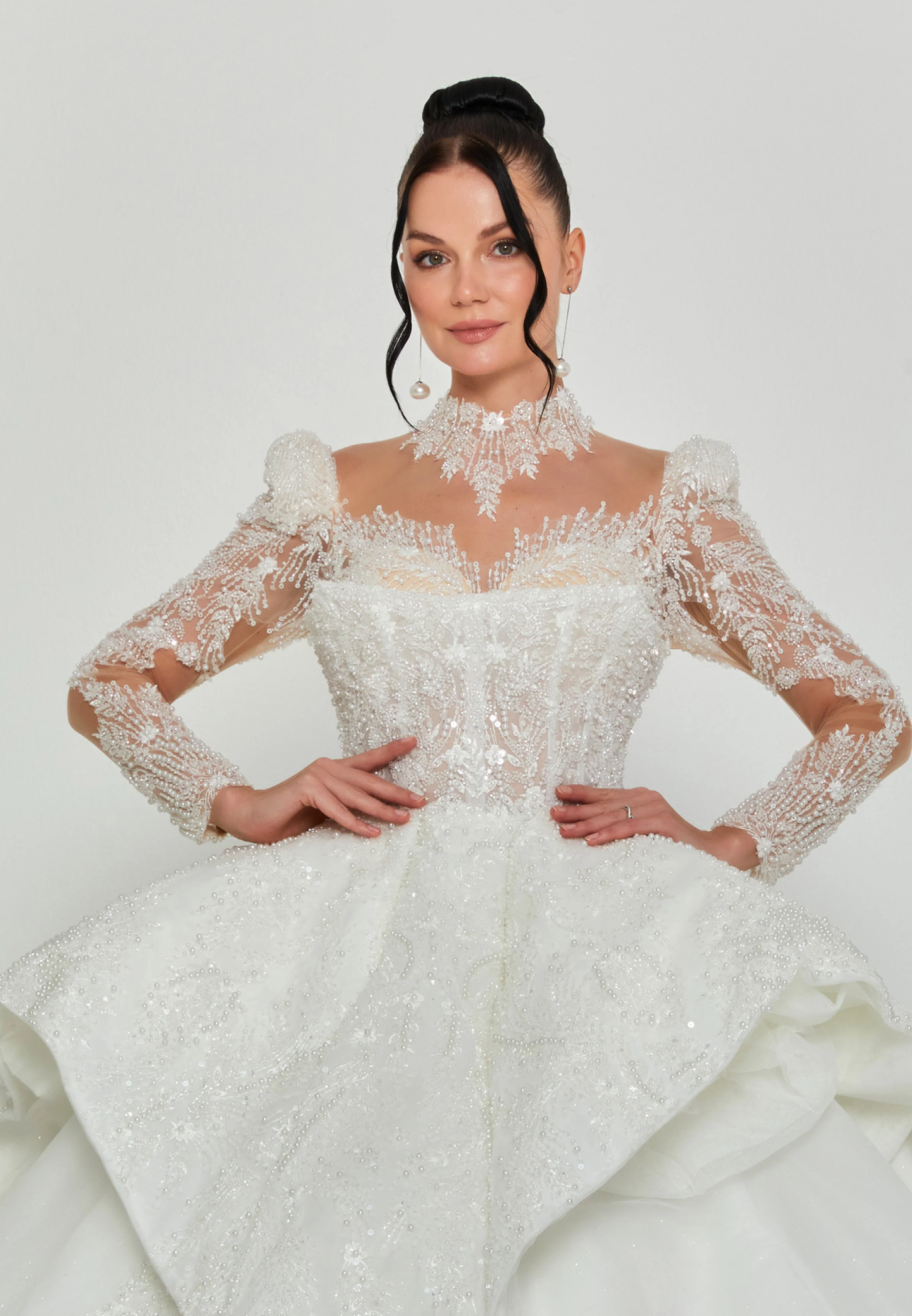 Long Sleeve Maxi Tulle Regular Wedding Dress abb25025 - Image 6