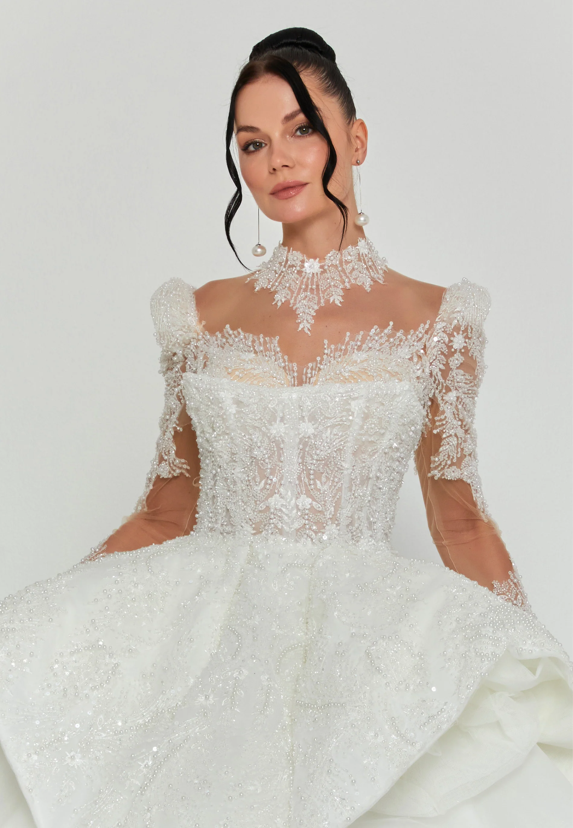 Long Sleeve Maxi Tulle Regular Wedding Dress abb25025 - Image 7