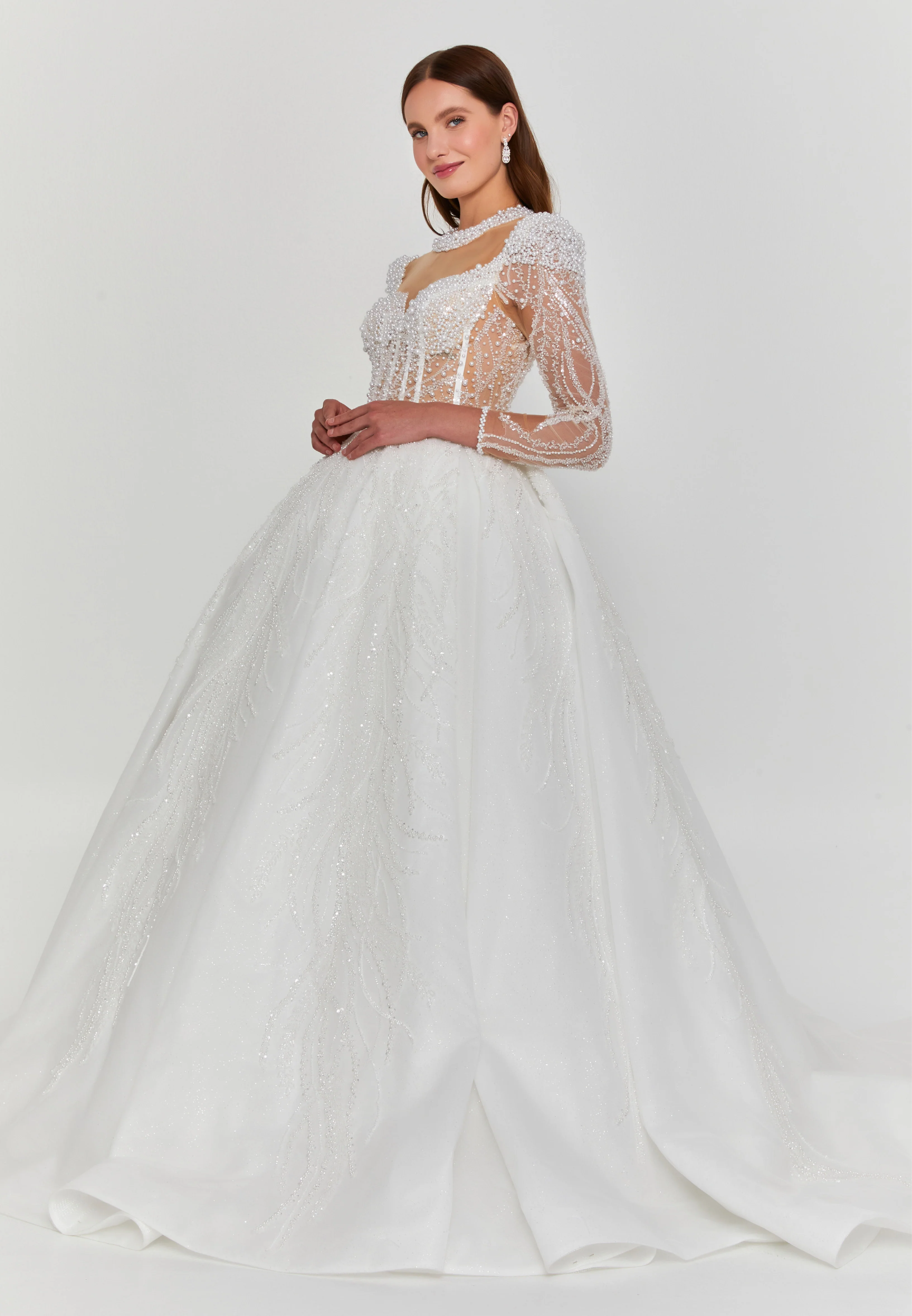 Long Sleeve Maxi Tulle Regular Wedding Dress abb25027 - Image 5
