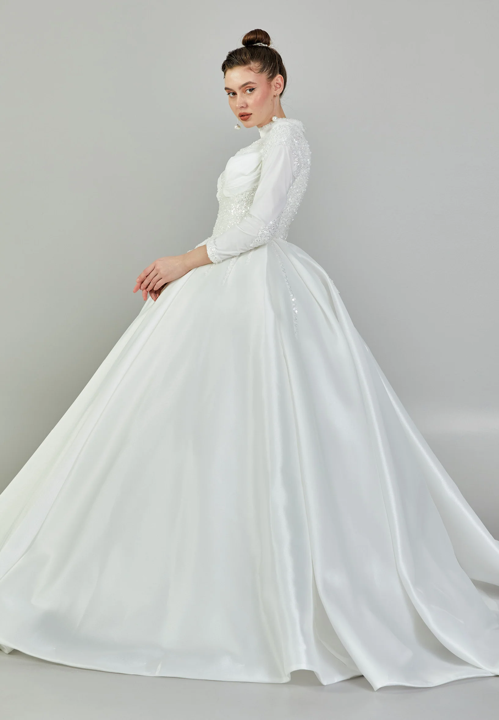 Long Sleeve Maxi Tulle Regular Wedding Dress blv350080 - Image 6