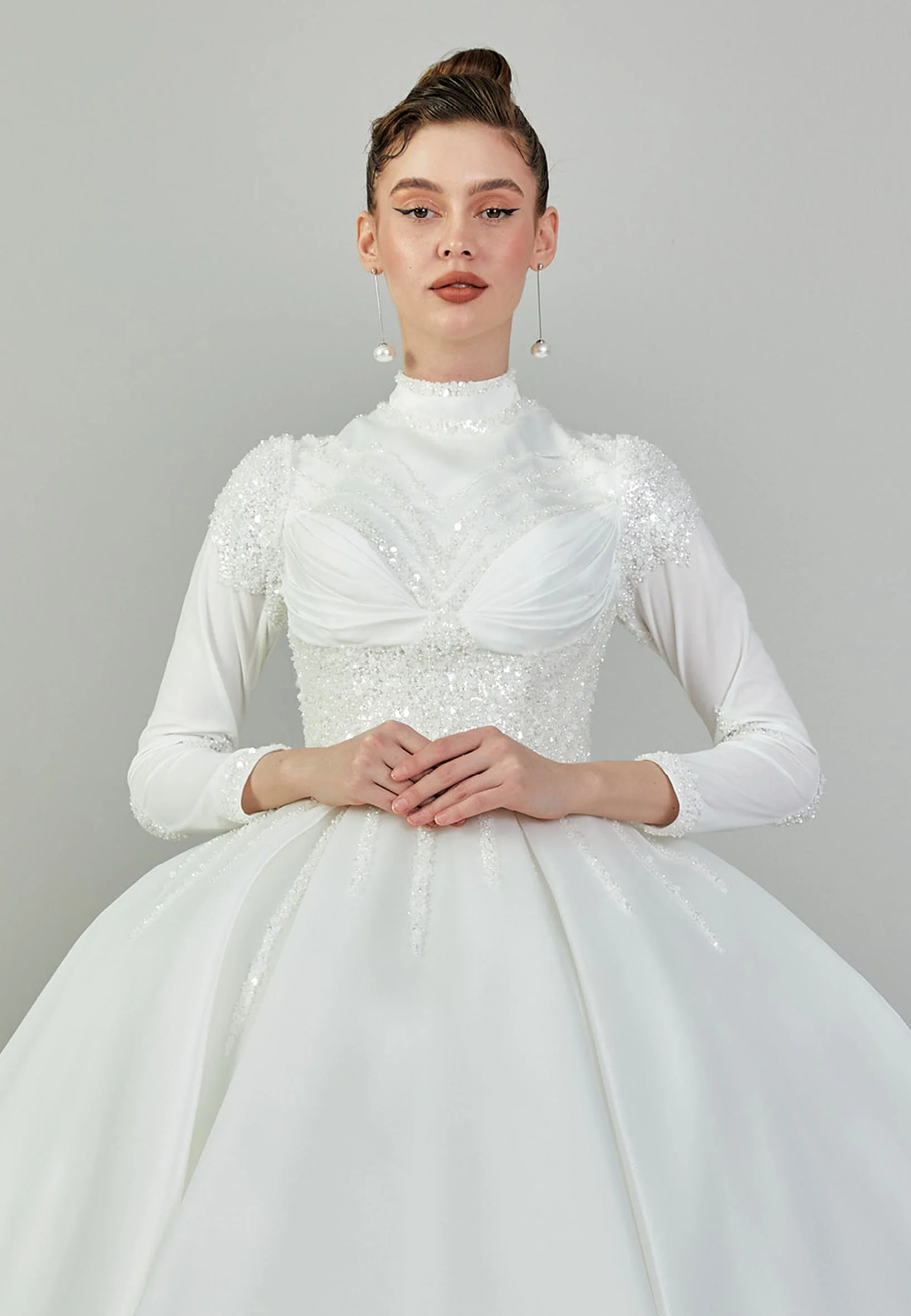 Long Sleeve Maxi Tulle Regular Wedding Dress blv350080 - Image 7