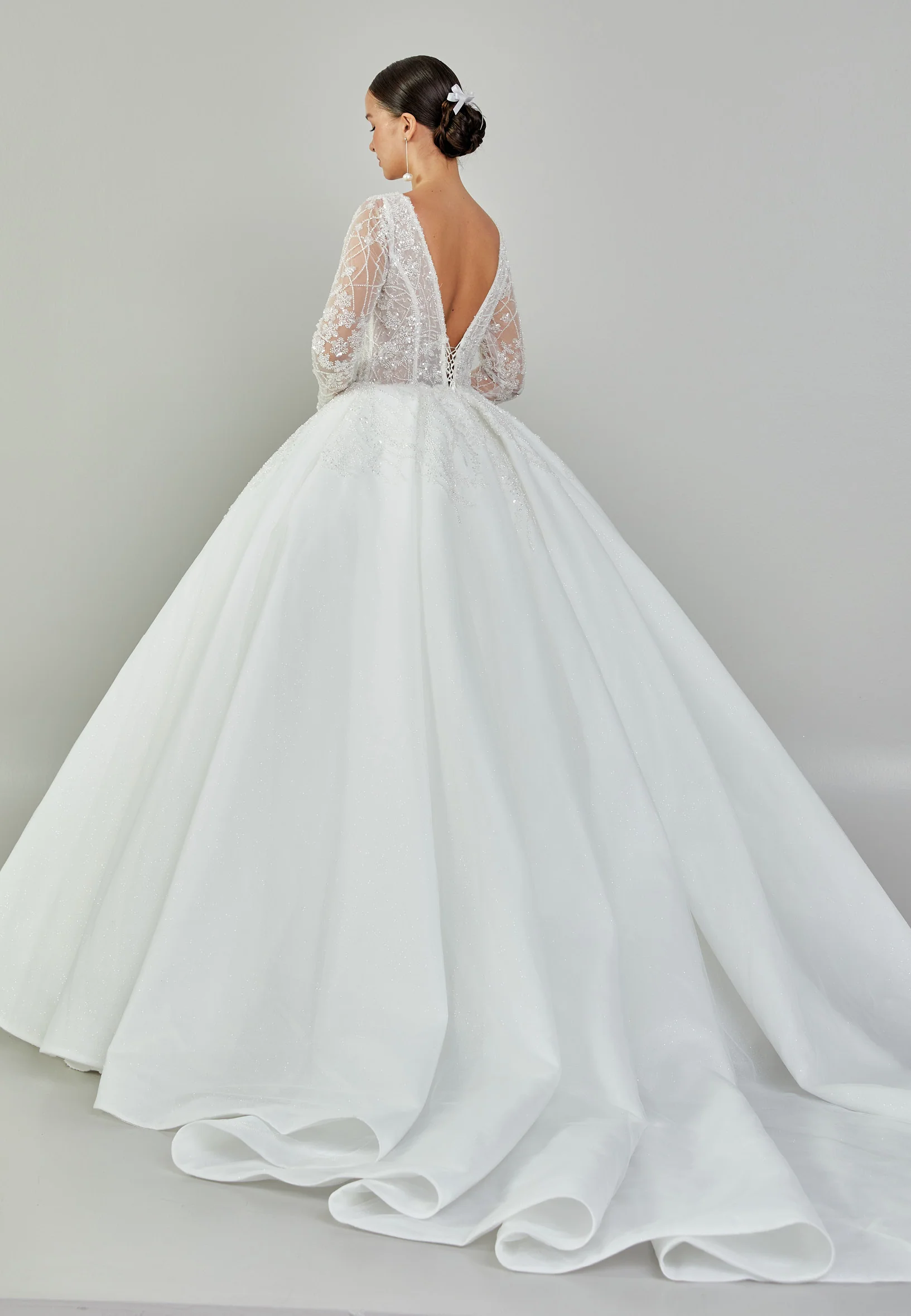 Long Sleeve Maxi Tulle Regular Wedding Dress blv350140 - Image 5