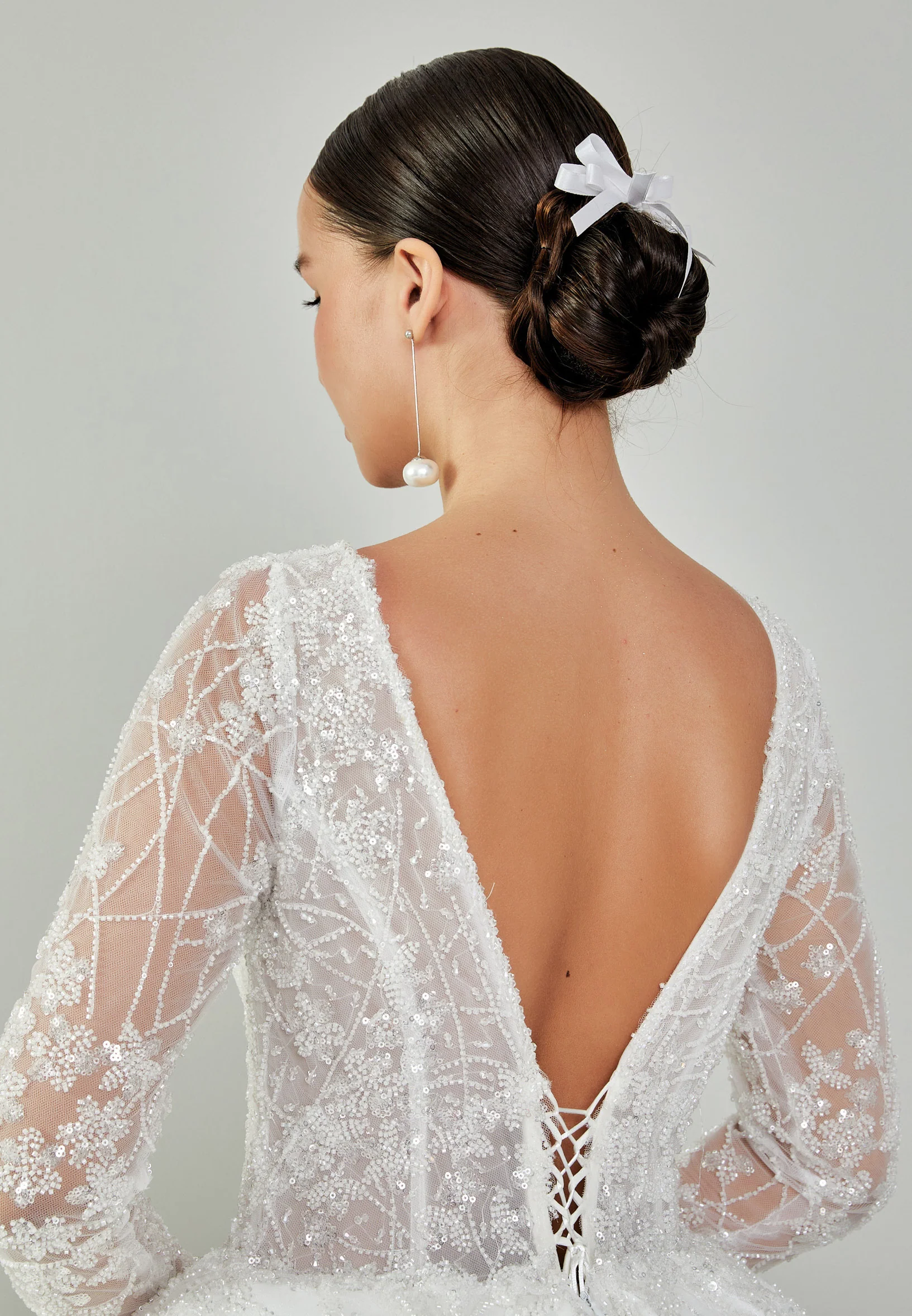 Long Sleeve Maxi Tulle Regular Wedding Dress blv350140 - Image 8