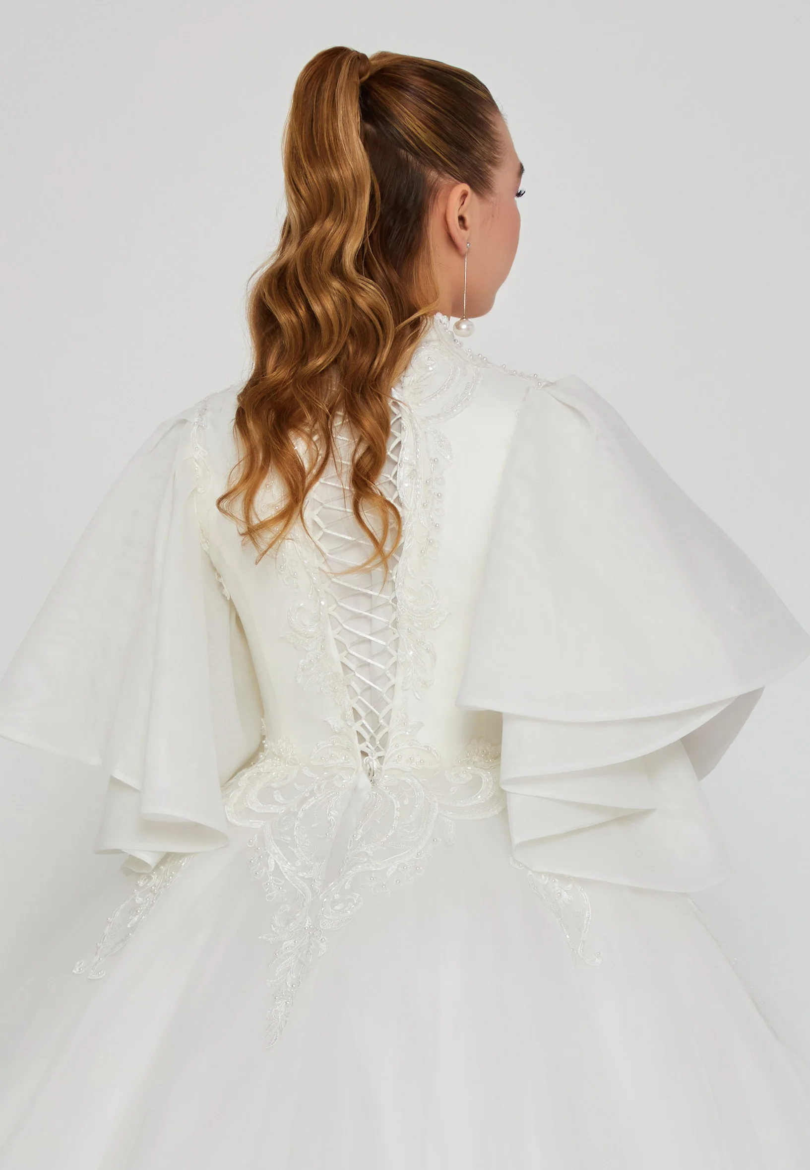 Long Sleeve Maxi Tulle Regular Wedding Dress blv350207 - Image 3