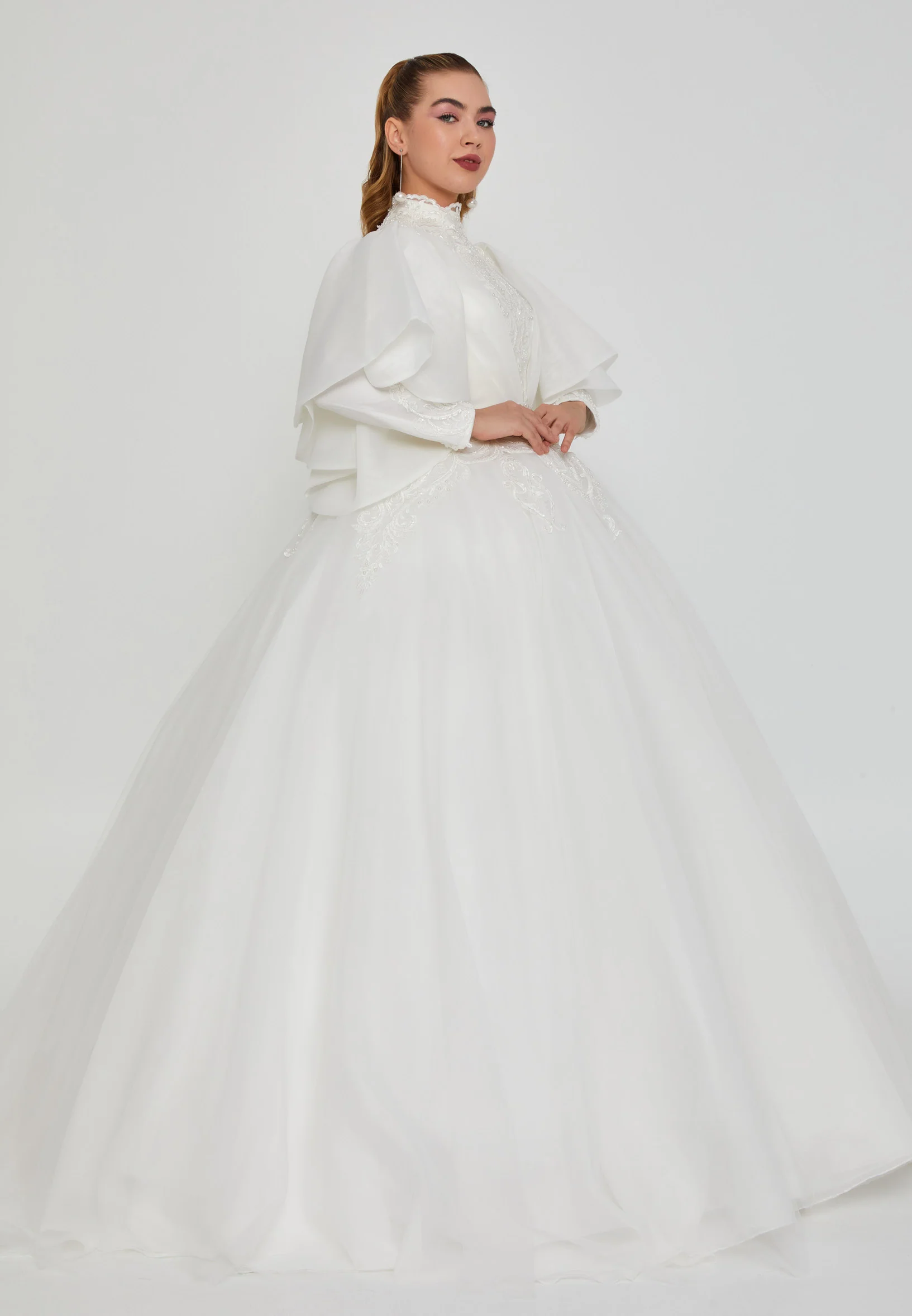 Long Sleeve Maxi Tulle Regular Wedding Dress blv350207 - Image 5