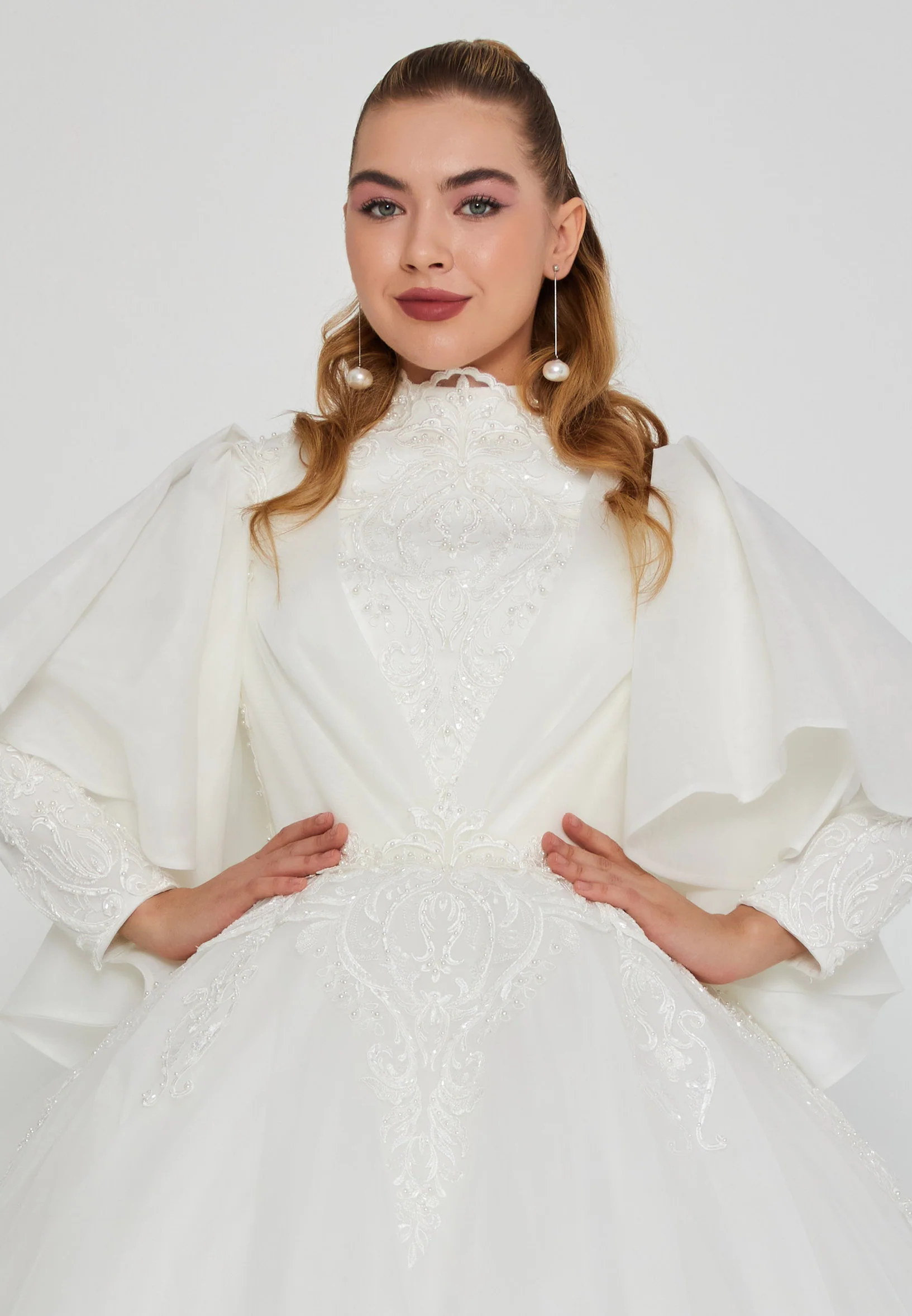 Long Sleeve Maxi Tulle Regular Wedding Dress blv350207 - Image 7