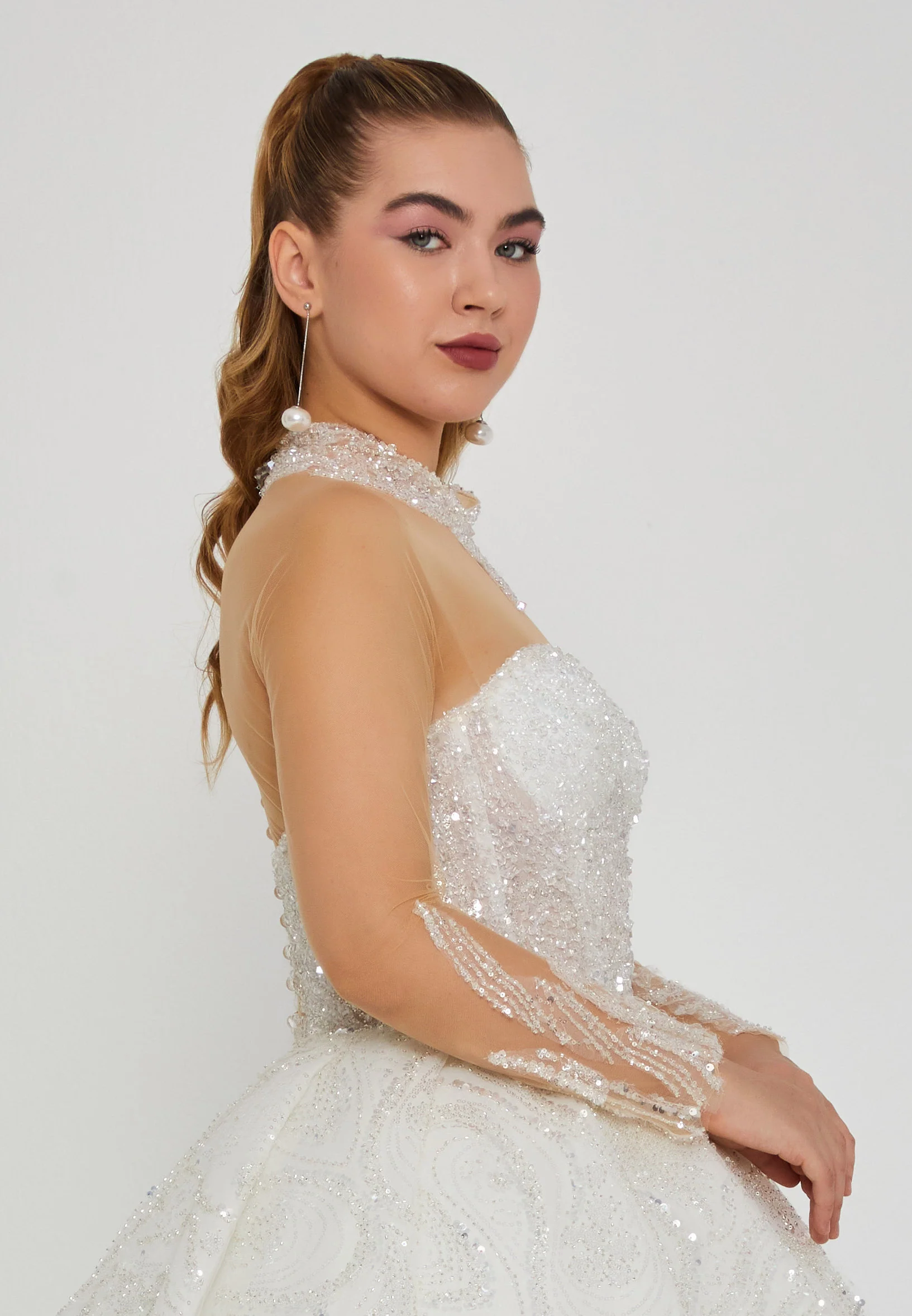 Long Sleeve Maxi Tulle Regular Wedding Dress blv360001 - Image 2