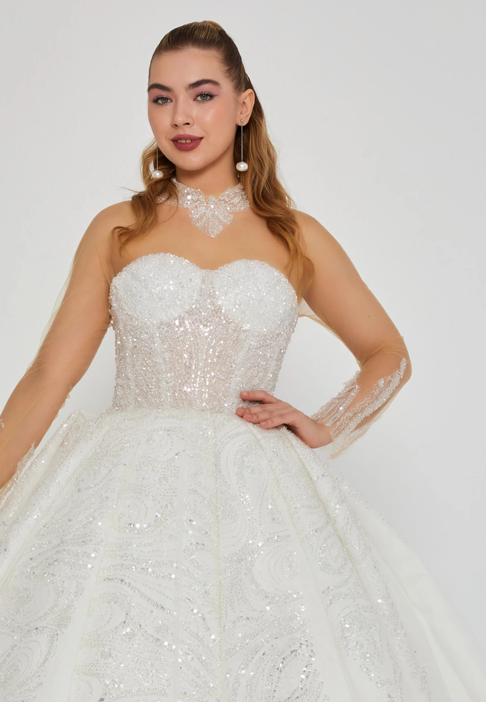 Long Sleeve Maxi Tulle Regular Wedding Dress blv360001 - Image 6