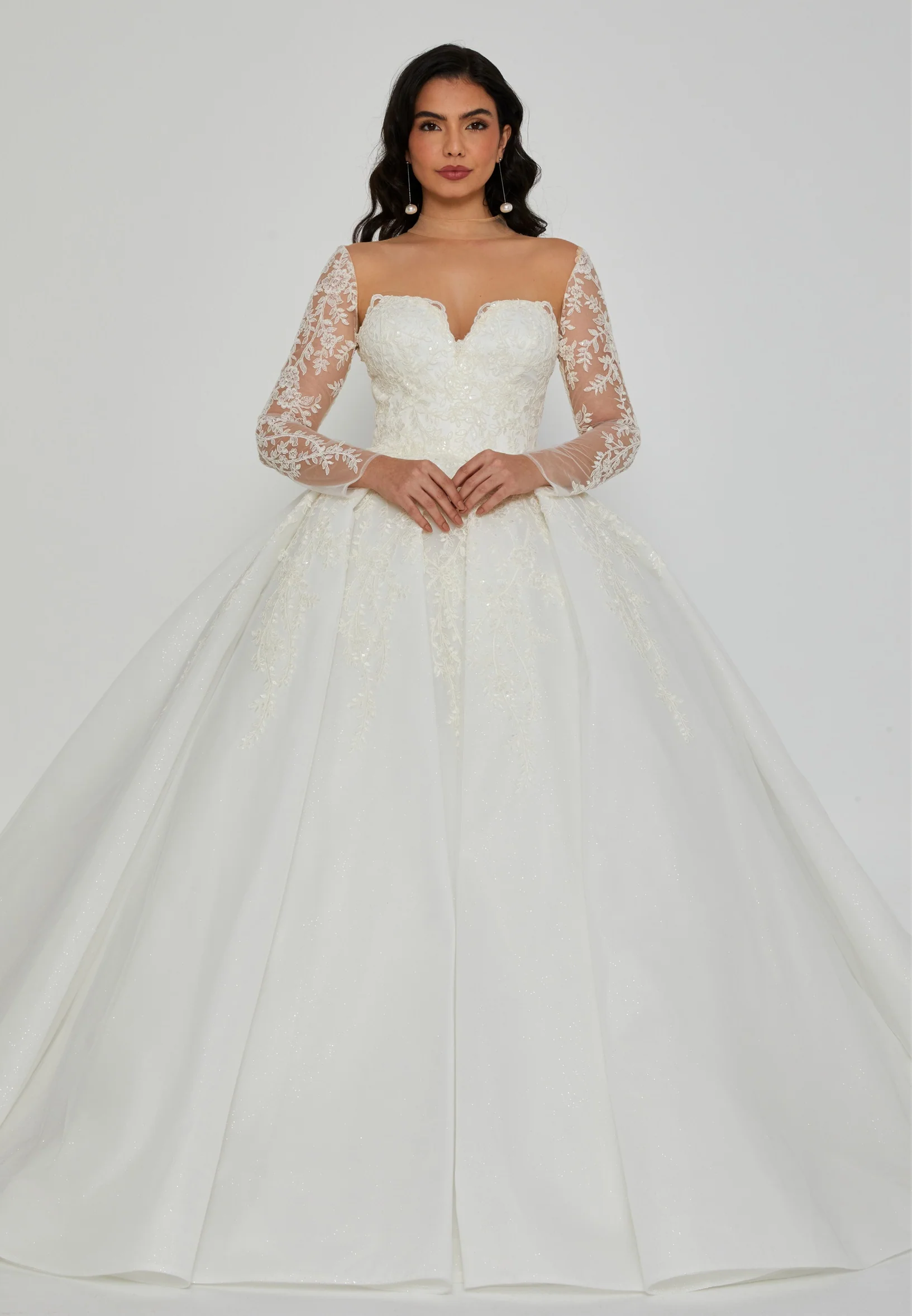 Long Sleeve Maxi Tulle Regular Wedding Dress blv360067