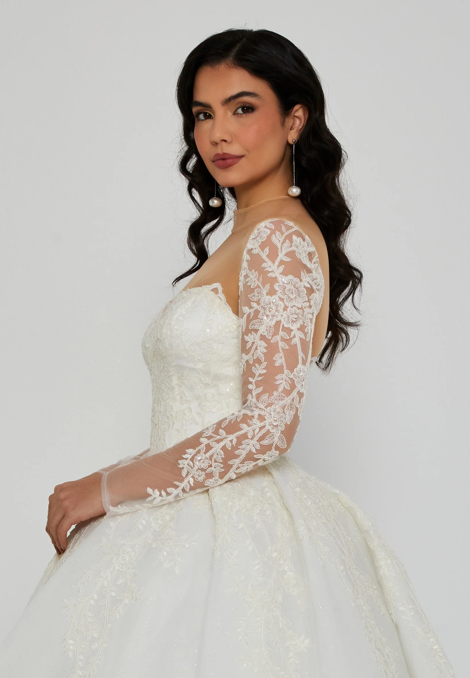Long Sleeve Maxi Tulle Regular Wedding Dress blv360067 - Image 2