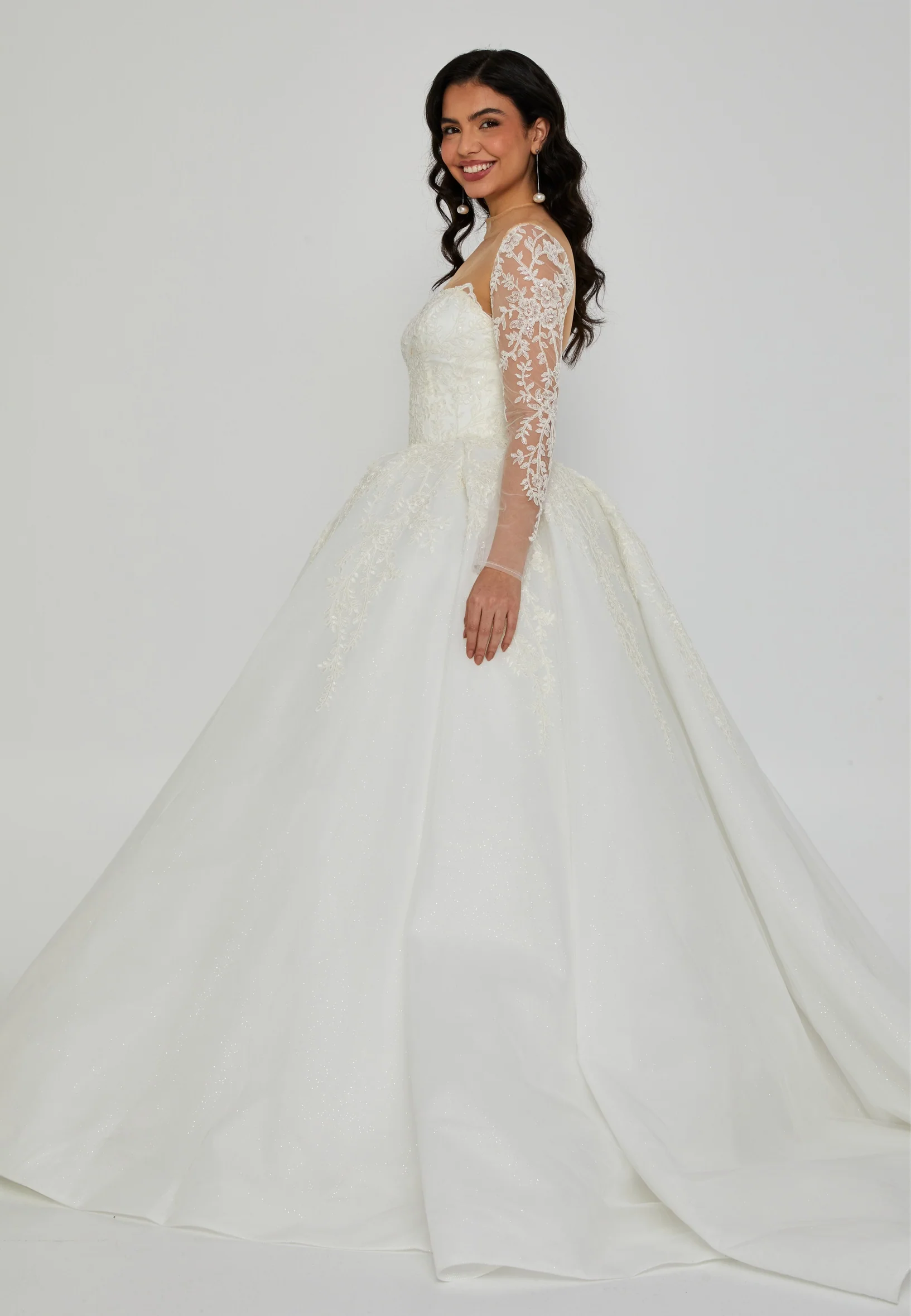 Long Sleeve Maxi Tulle Regular Wedding Dress blv360067 - Image 5