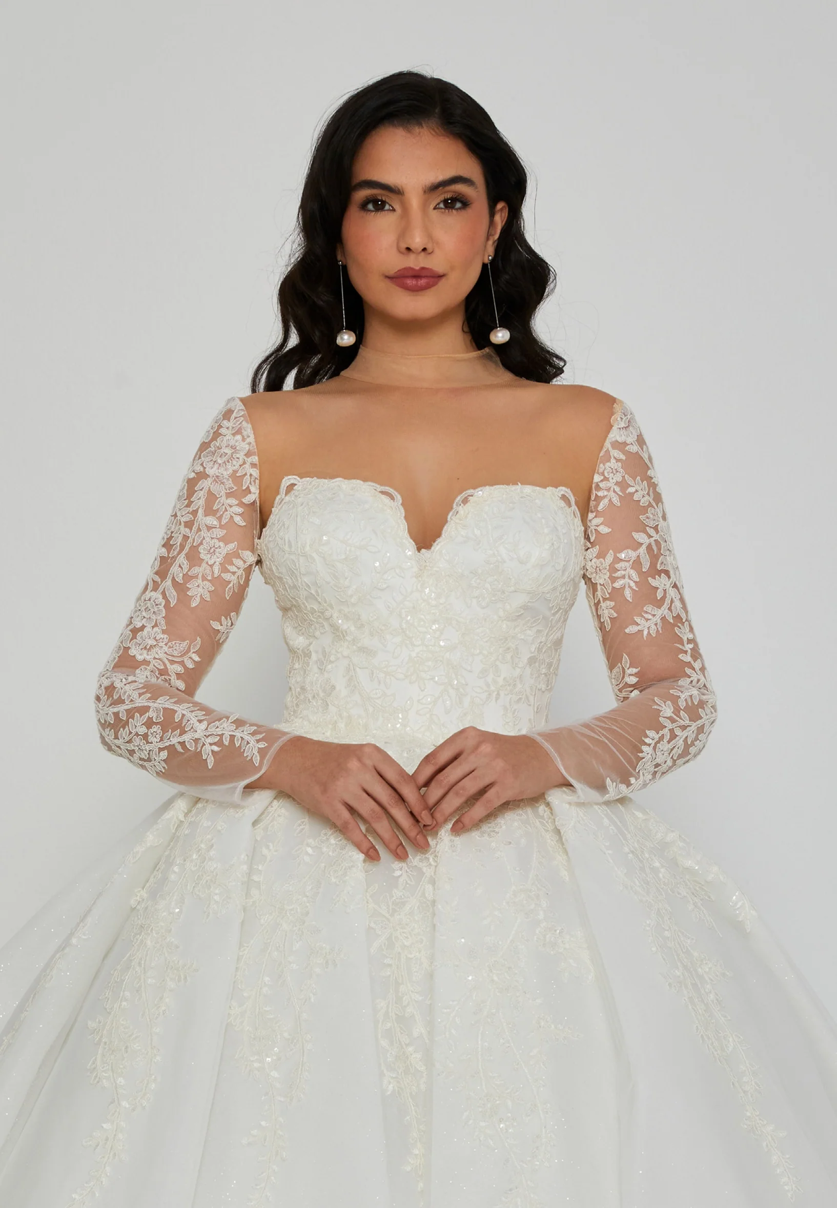 Long Sleeve Maxi Tulle Regular Wedding Dress blv360067 - Image 6