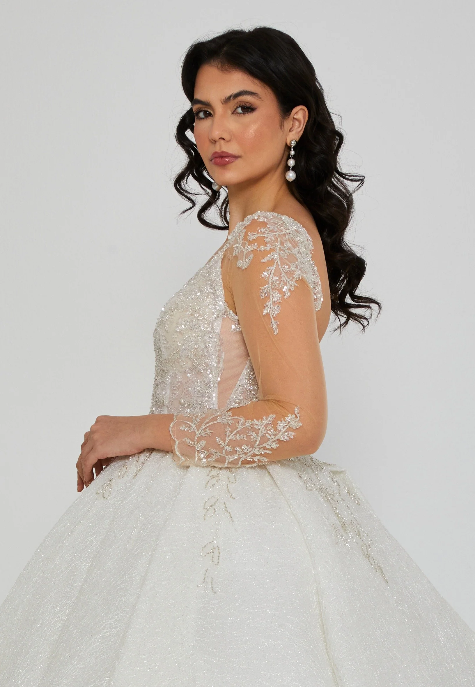 Long Sleeve Maxi Tulle Regular Wedding Dress blv360068 - Image 2