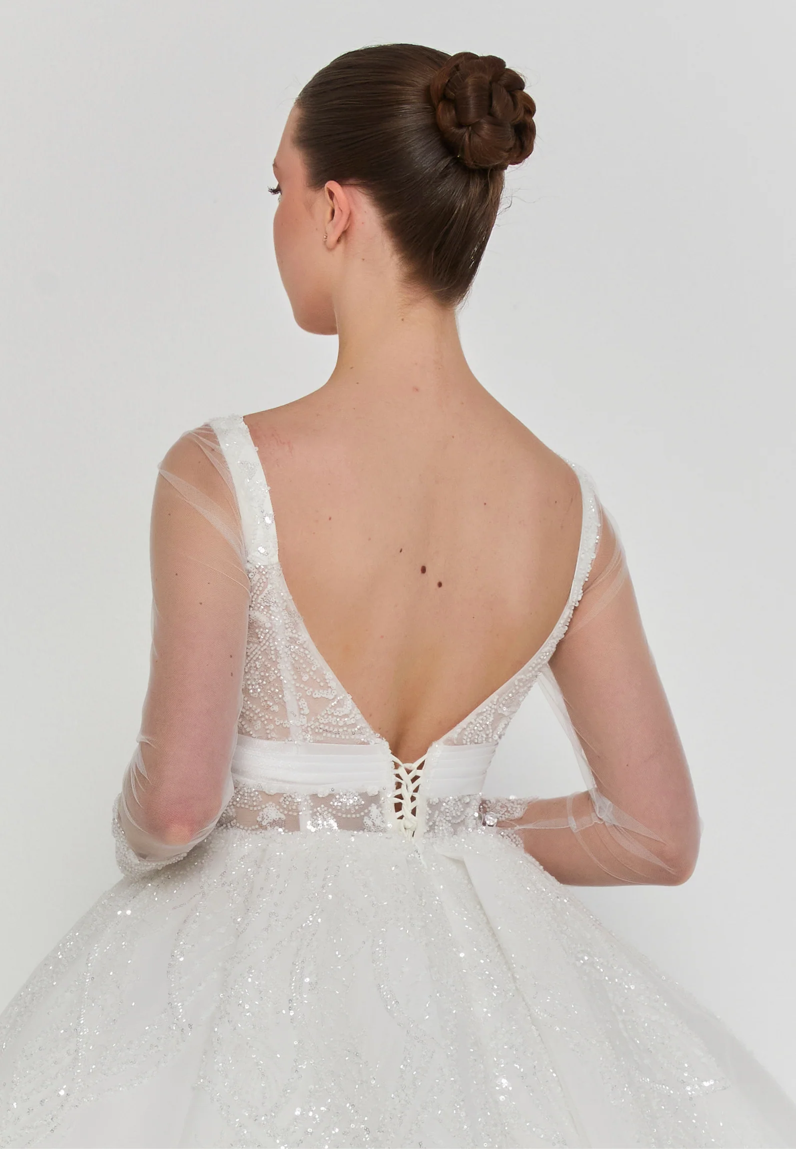 Long Sleeve Maxi Tulle Regular Wedding Dress blv360075 - Image 3