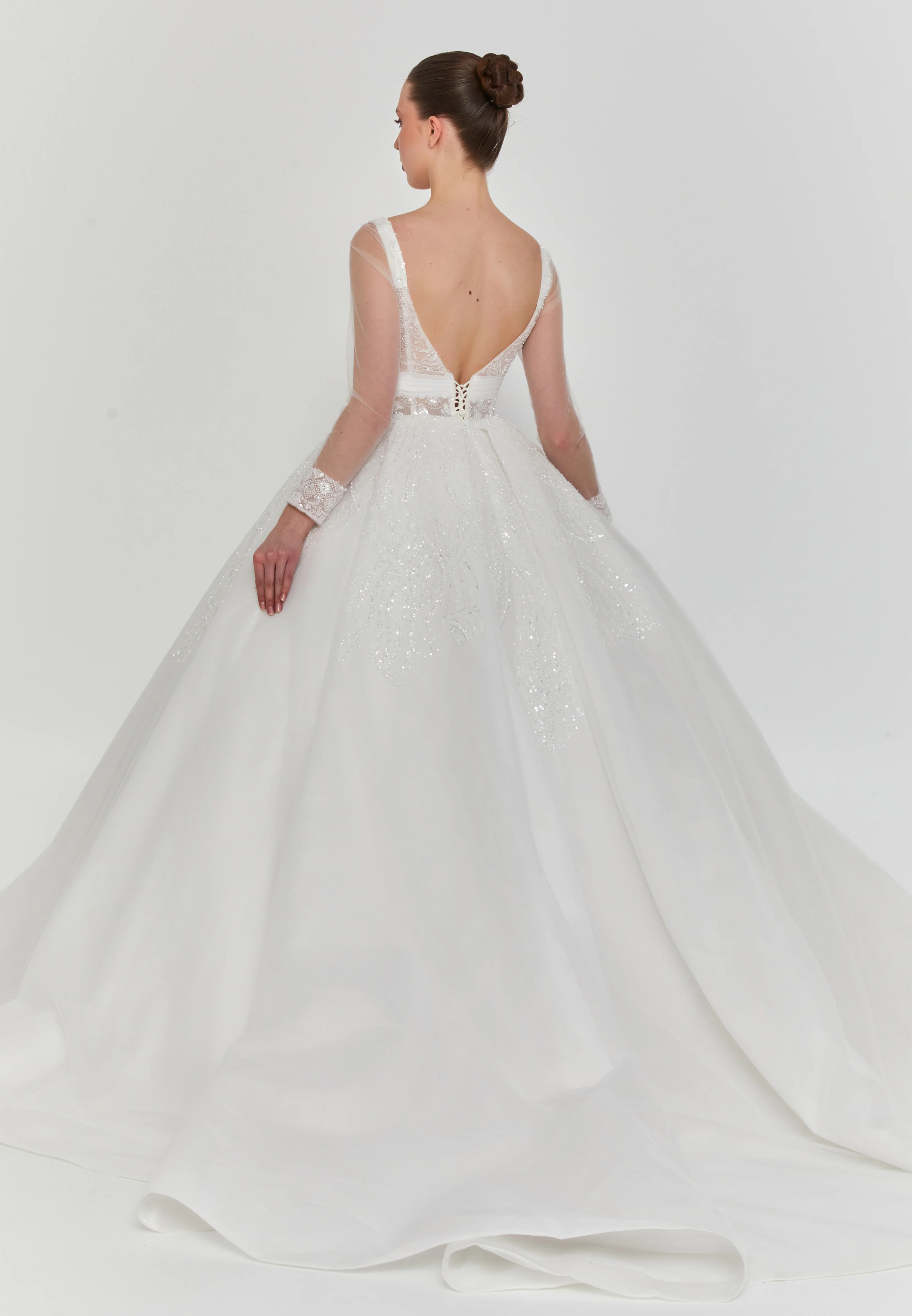 Long Sleeve Maxi Tulle Regular Wedding Dress blv360075 - Image 4