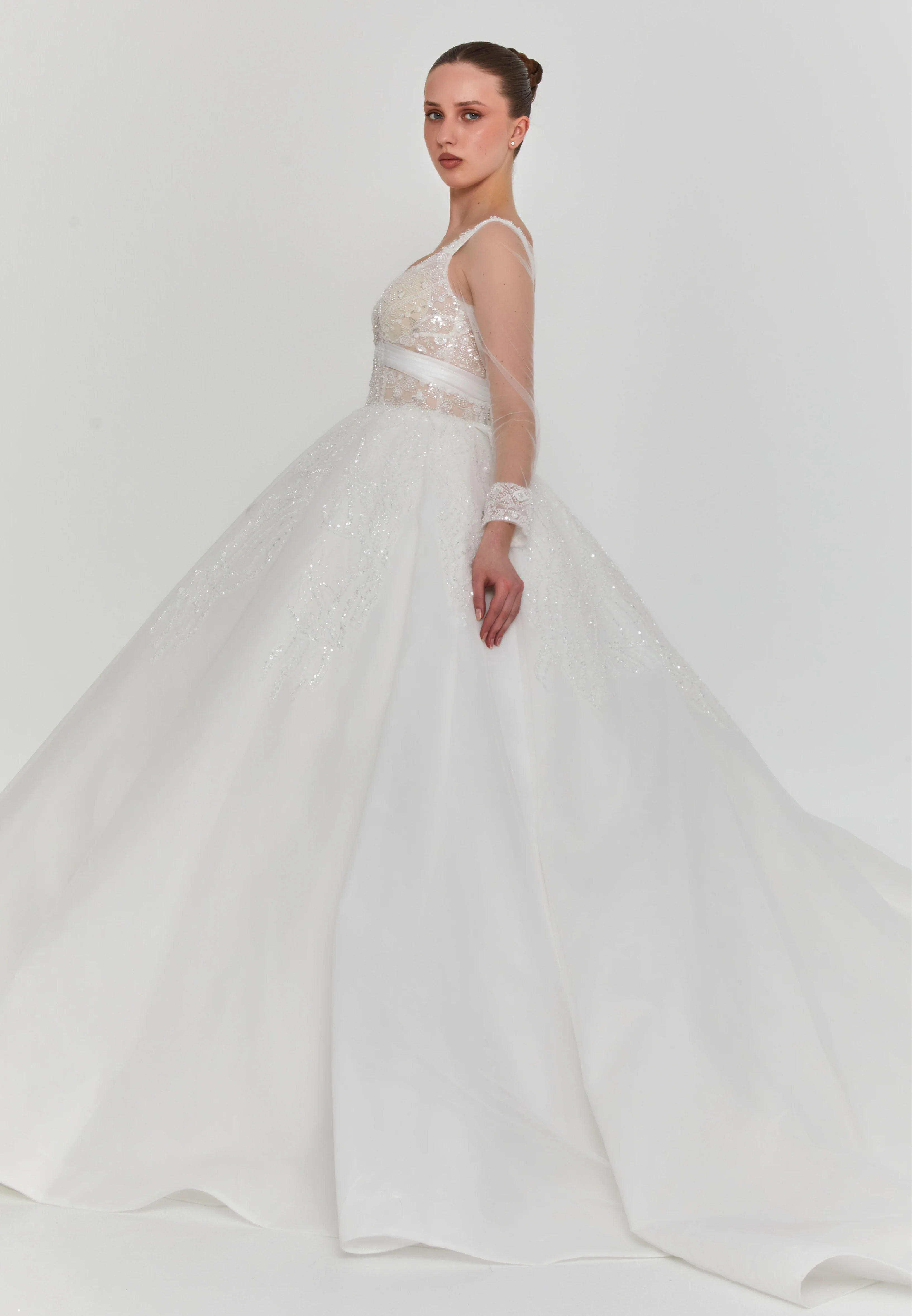 Long Sleeve Maxi Tulle Regular Wedding Dress blv360075 - Image 5