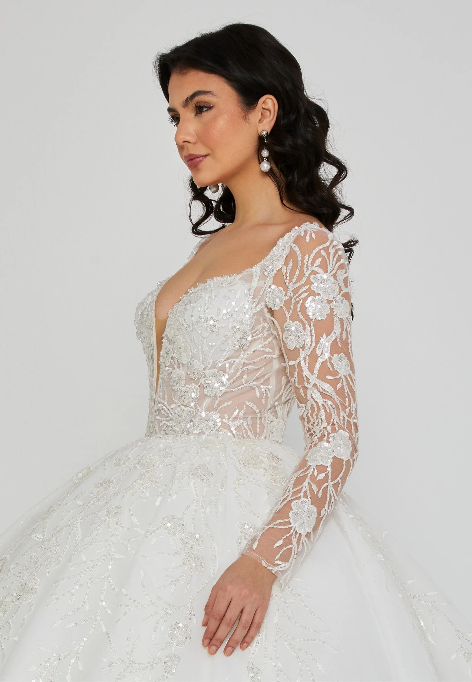 Long Sleeve Maxi Tulle Regular Wedding Dress blv360079 - Image 2
