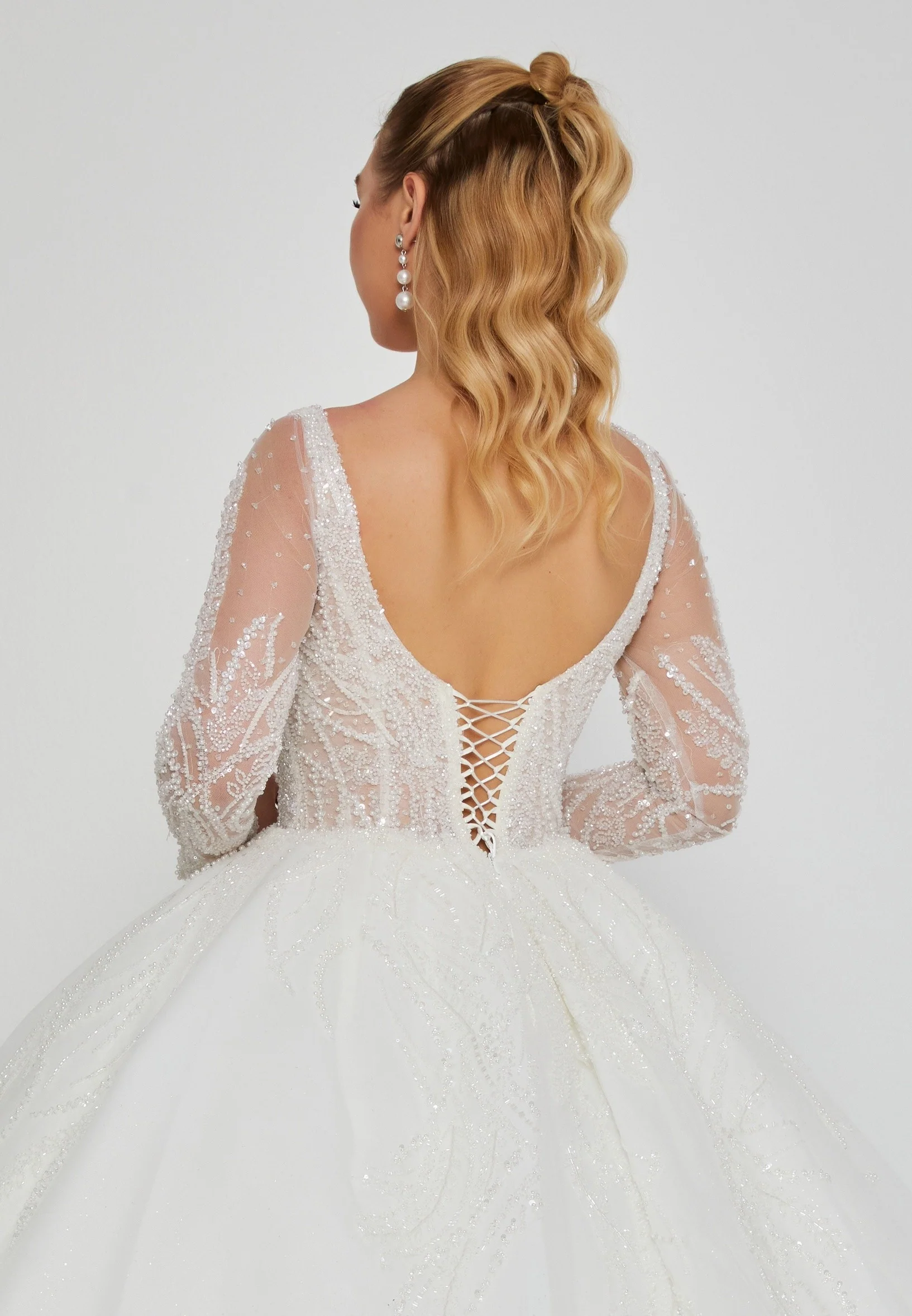 Long Sleeve Maxi Tulle Regular Wedding Dress blv360082 - Image 2
