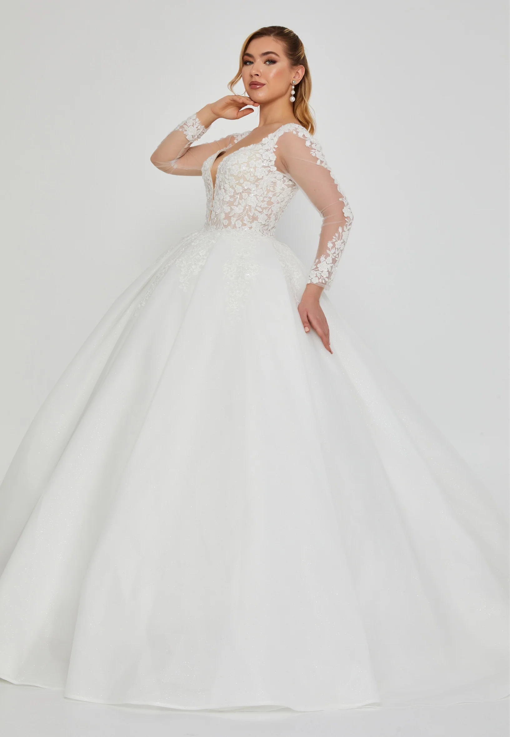 Long Sleeve Maxi Tulle Regular Wedding Dress blv360083 - Image 4