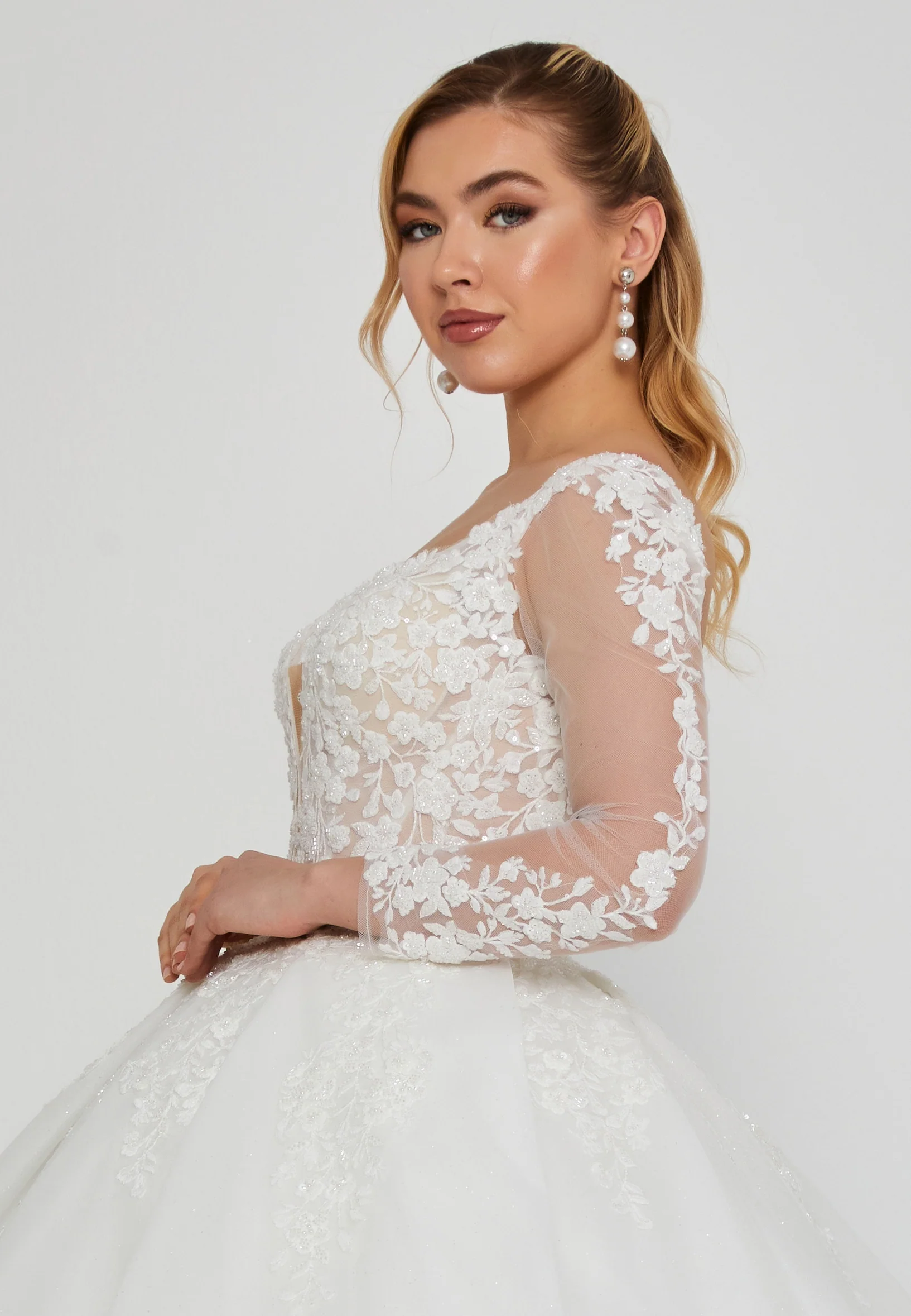 Long Sleeve Maxi Tulle Regular Wedding Dress blv360083 - Image 6