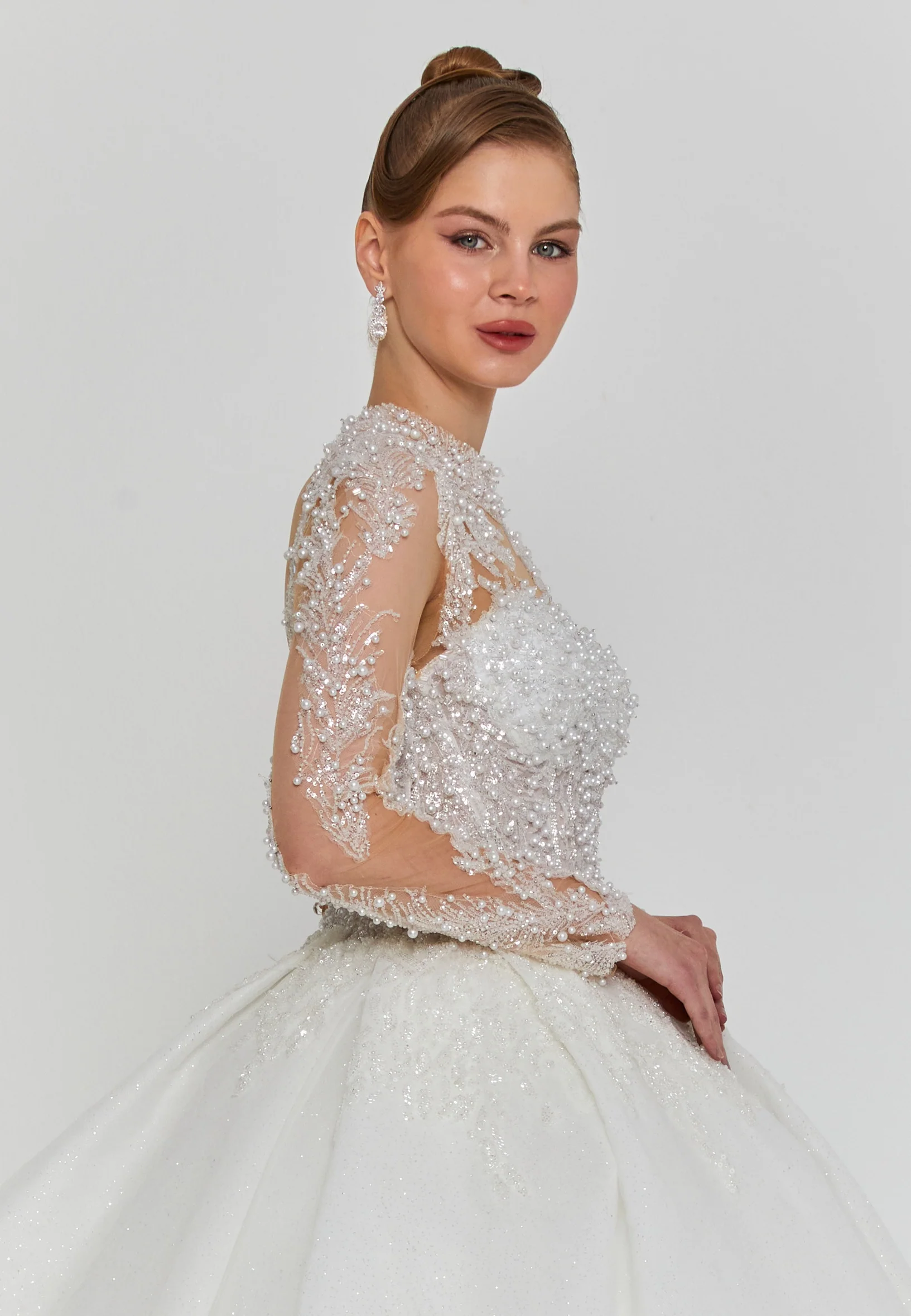 Long Sleeve Maxi Tulle Regular Wedding Dress blv360120 - Image 2
