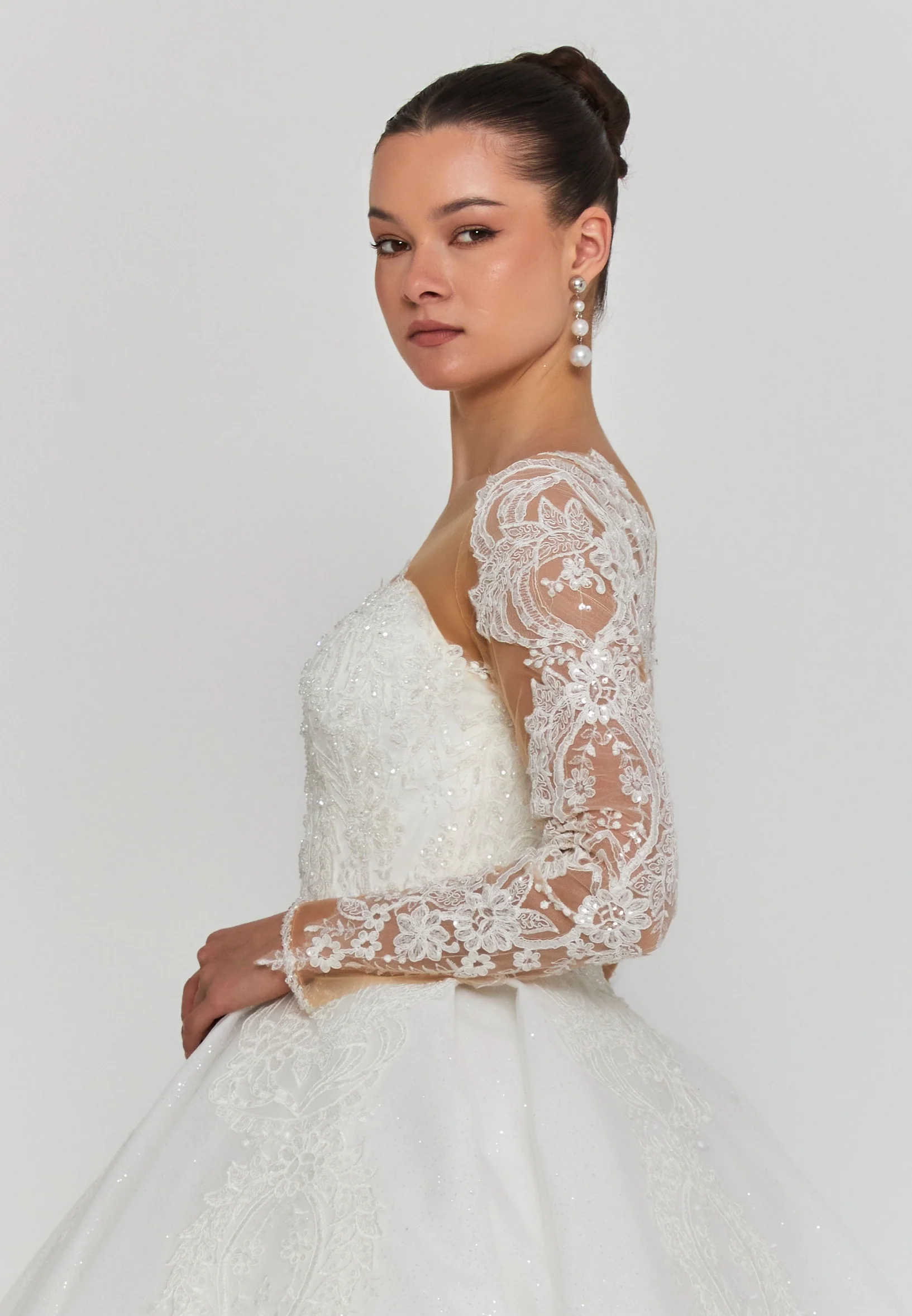 Long Sleeve Maxi Tulle Regular Wedding Dress blv360139 - Image 2