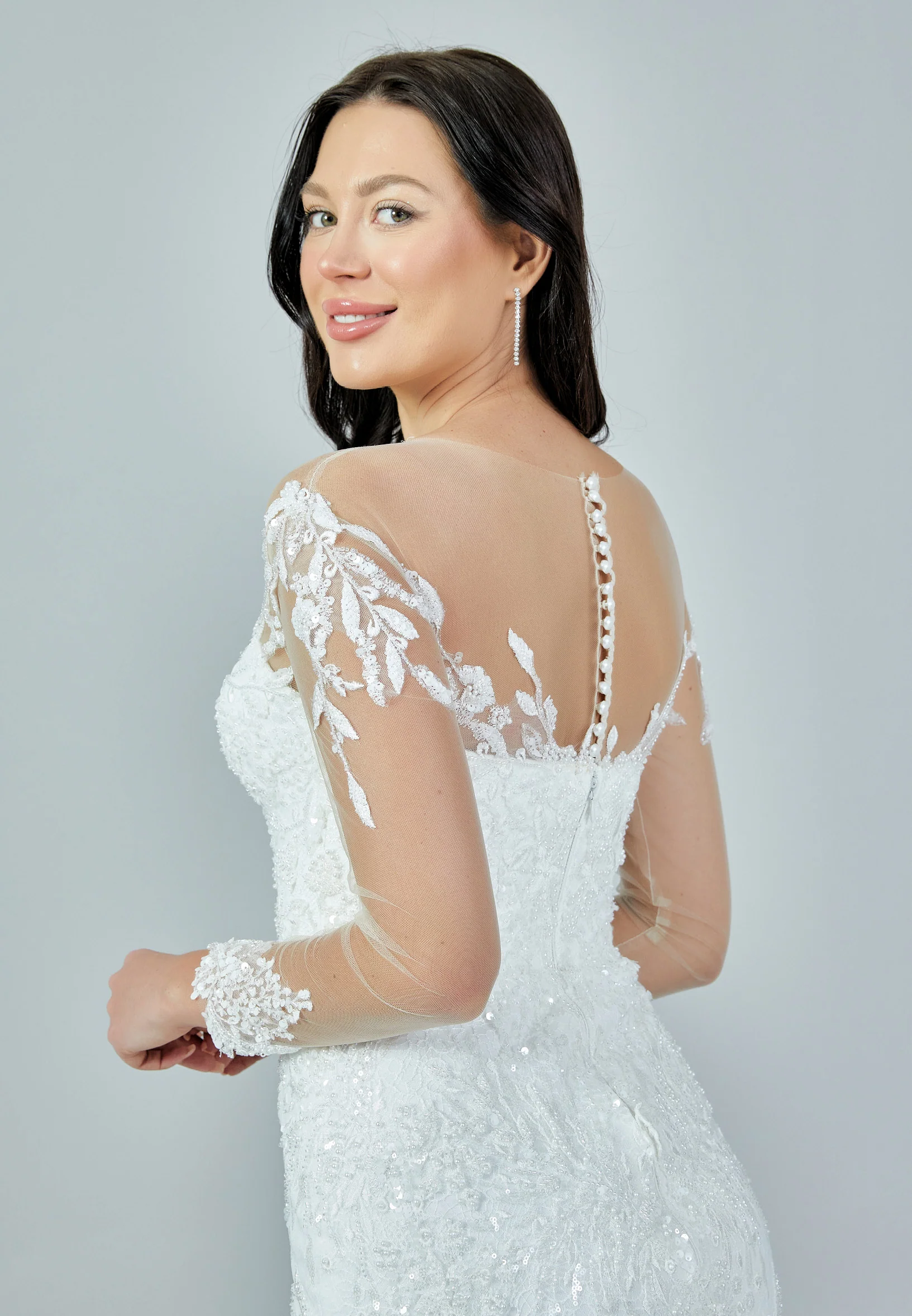 Long Sleeve Maxi Tulle Regular Wedding Dress bnc8016 - Image 3