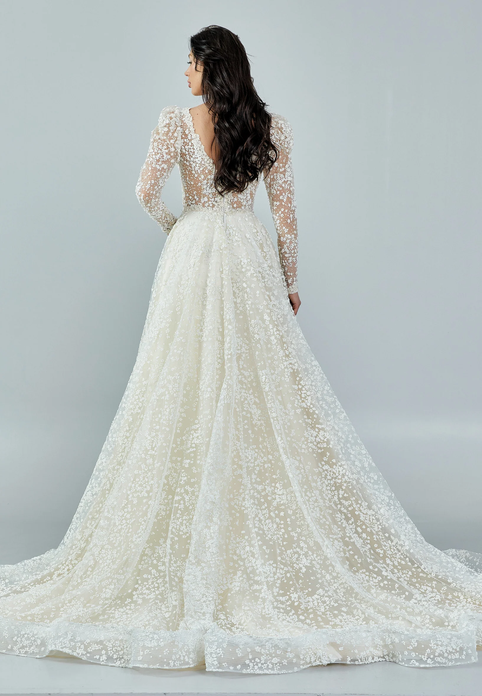Long Sleeve Maxi Tulle Regular Wedding Dress bnc8042 - Image 5