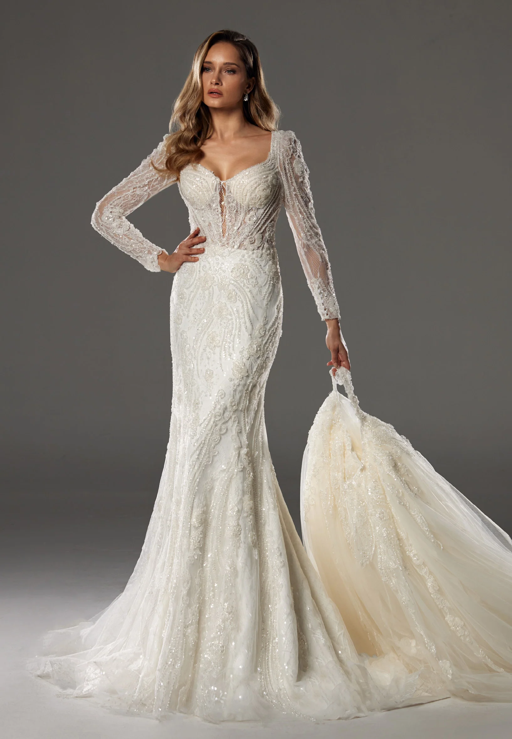 Long Sleeve Maxi Tulle Regular Wedding Dress bnc8063 - Image 12