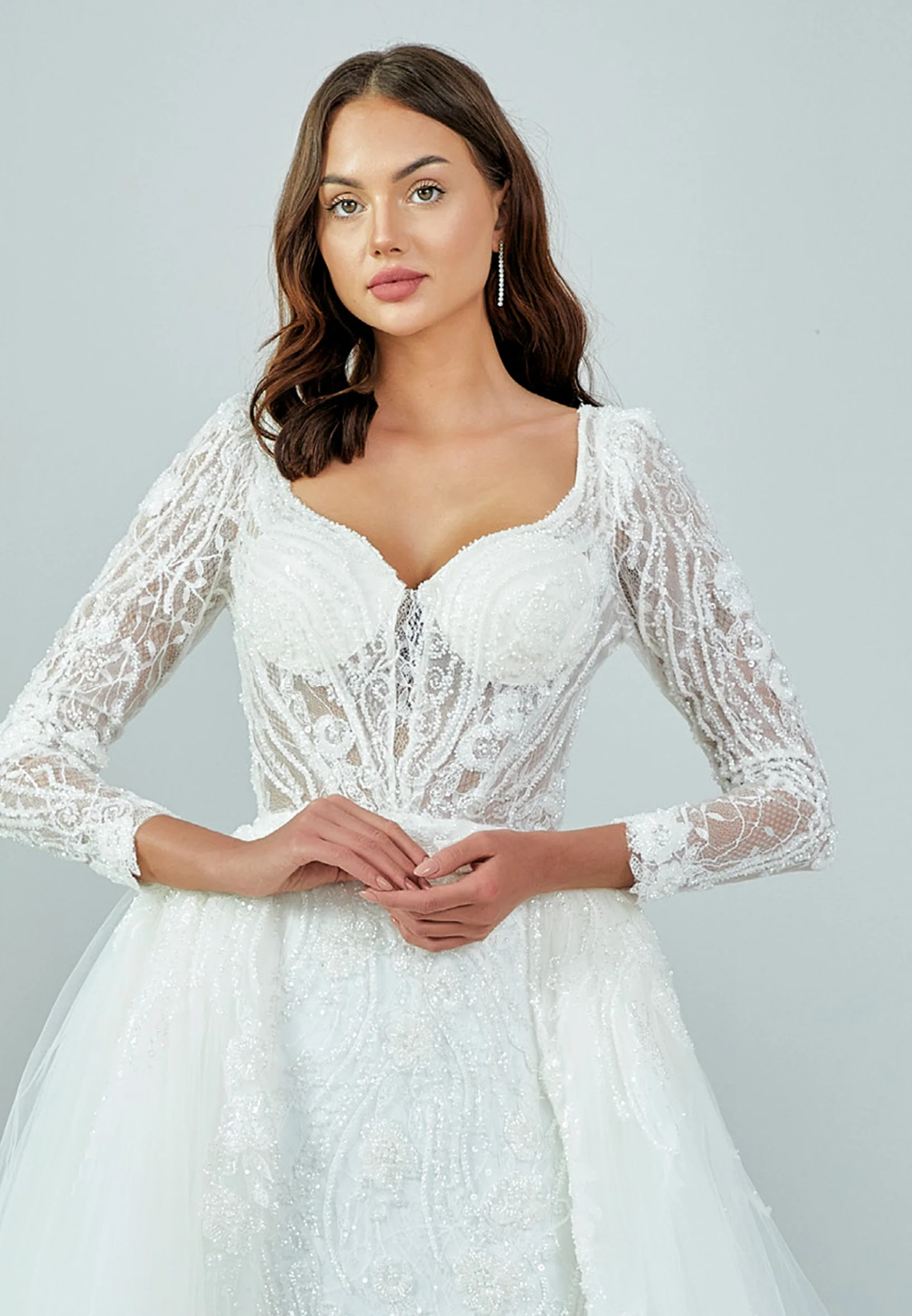 Long Sleeve Maxi Tulle Regular Wedding Dress bnc8063 - Image 14