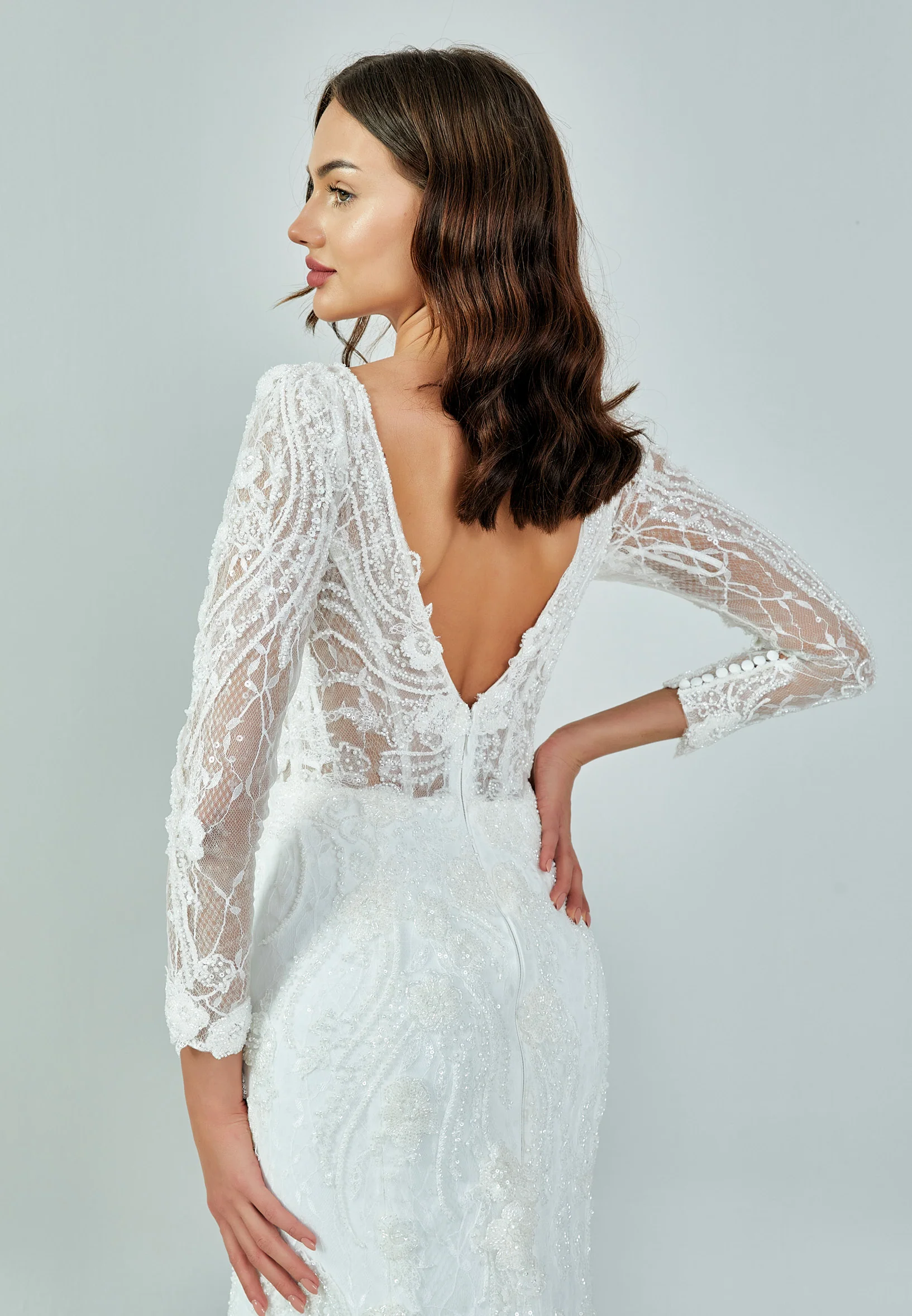 Long Sleeve Maxi Tulle Regular Wedding Dress bnc8063 - Image 5