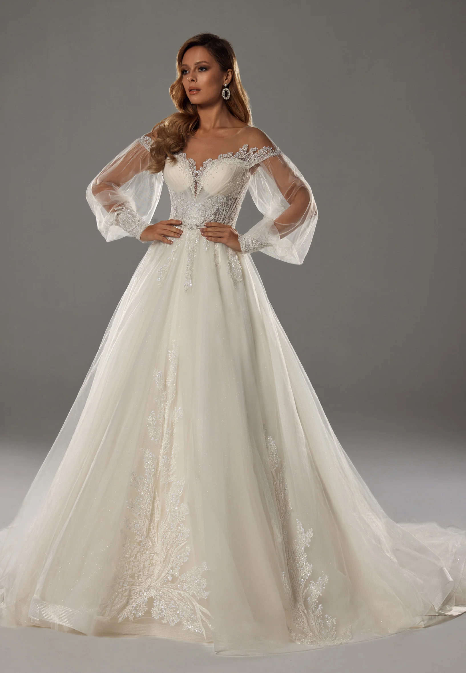 Long Sleeve Maxi Tulle Regular Wedding Dress bnc8068 - Image 11