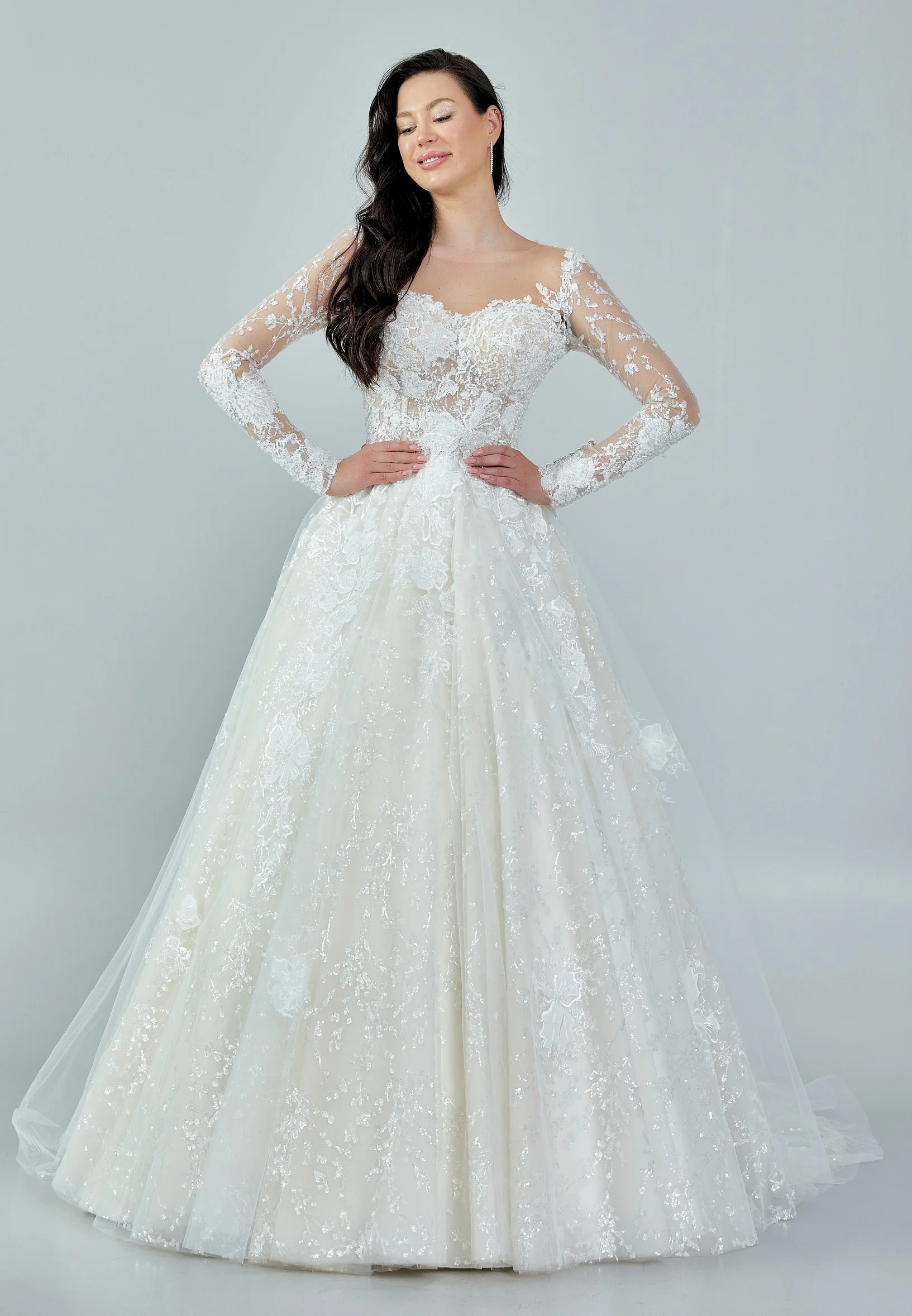 Long Sleeve Maxi Tulle Regular Wedding Dress bnc8079