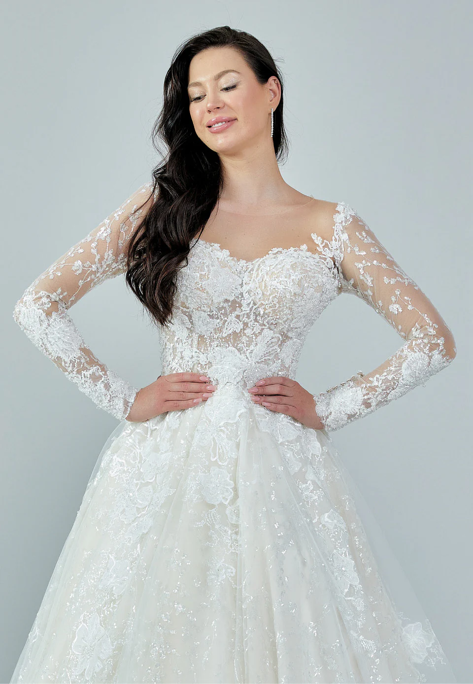 Long Sleeve Maxi Tulle Regular Wedding Dress bnc8079 - Image 12