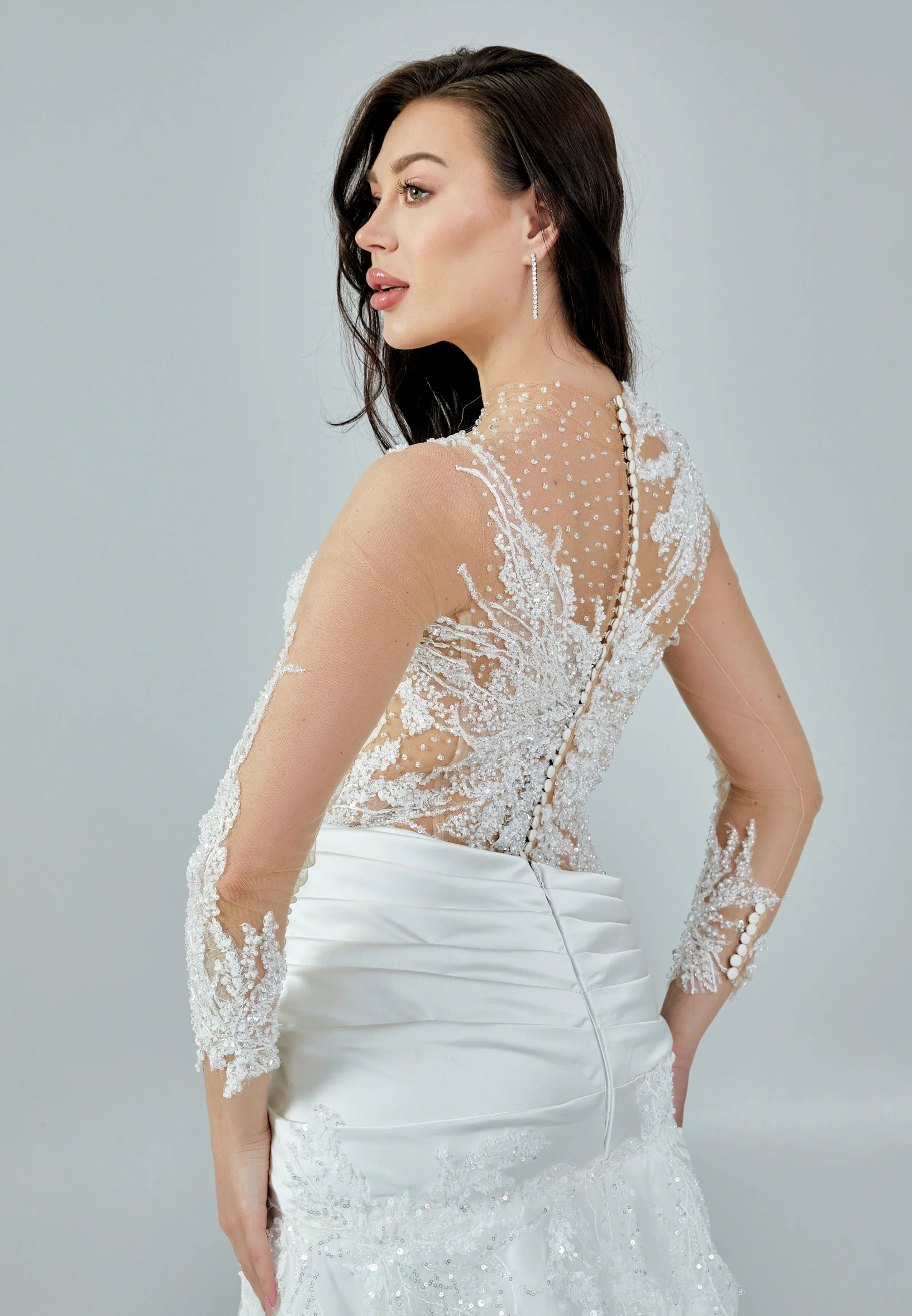 Long Sleeve Maxi Tulle Regular Wedding Dress bnc8100 - Image 3
