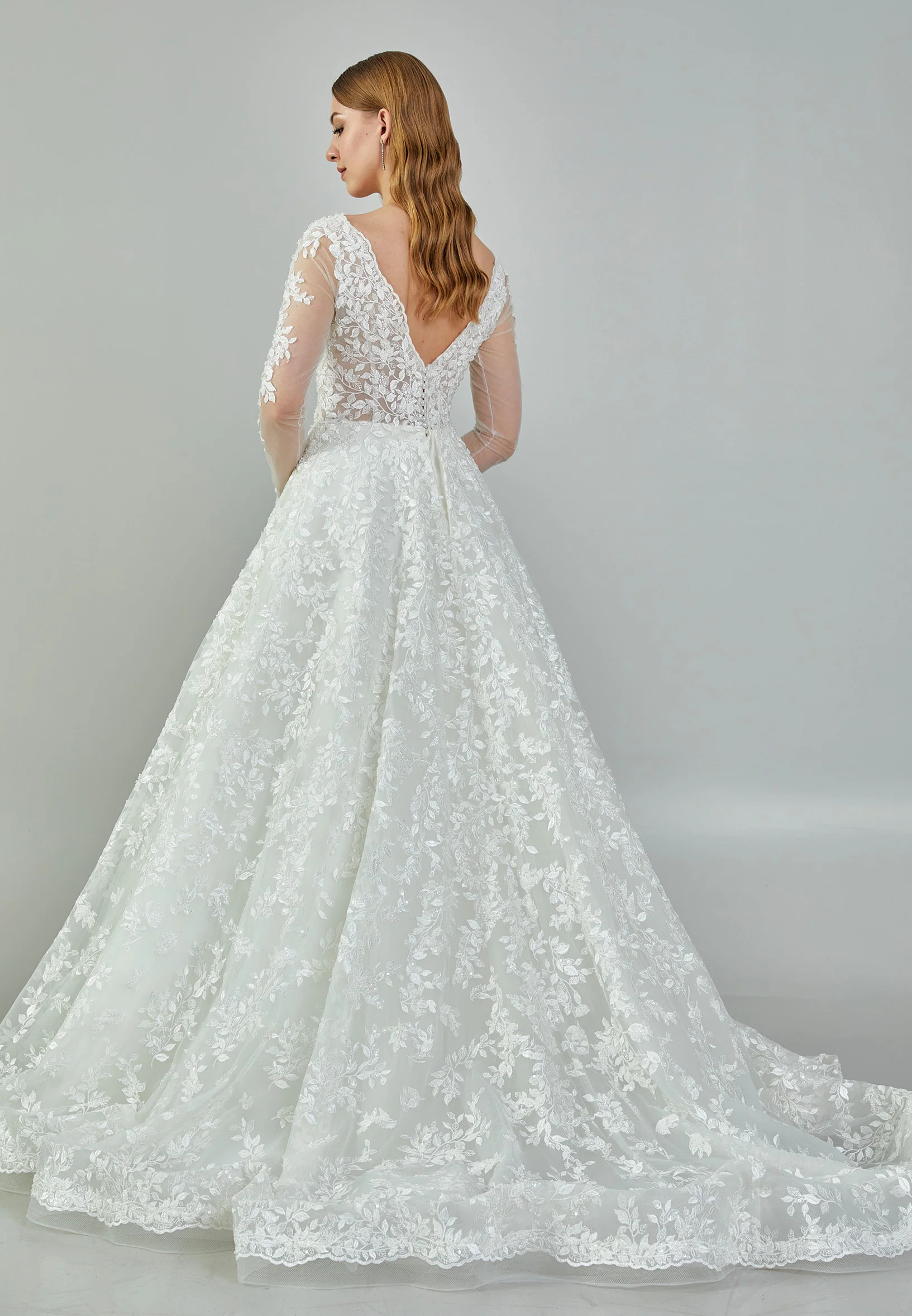 Long Sleeve Maxi Tulle Regular Wedding Dress rlb1093-1 - Image 5