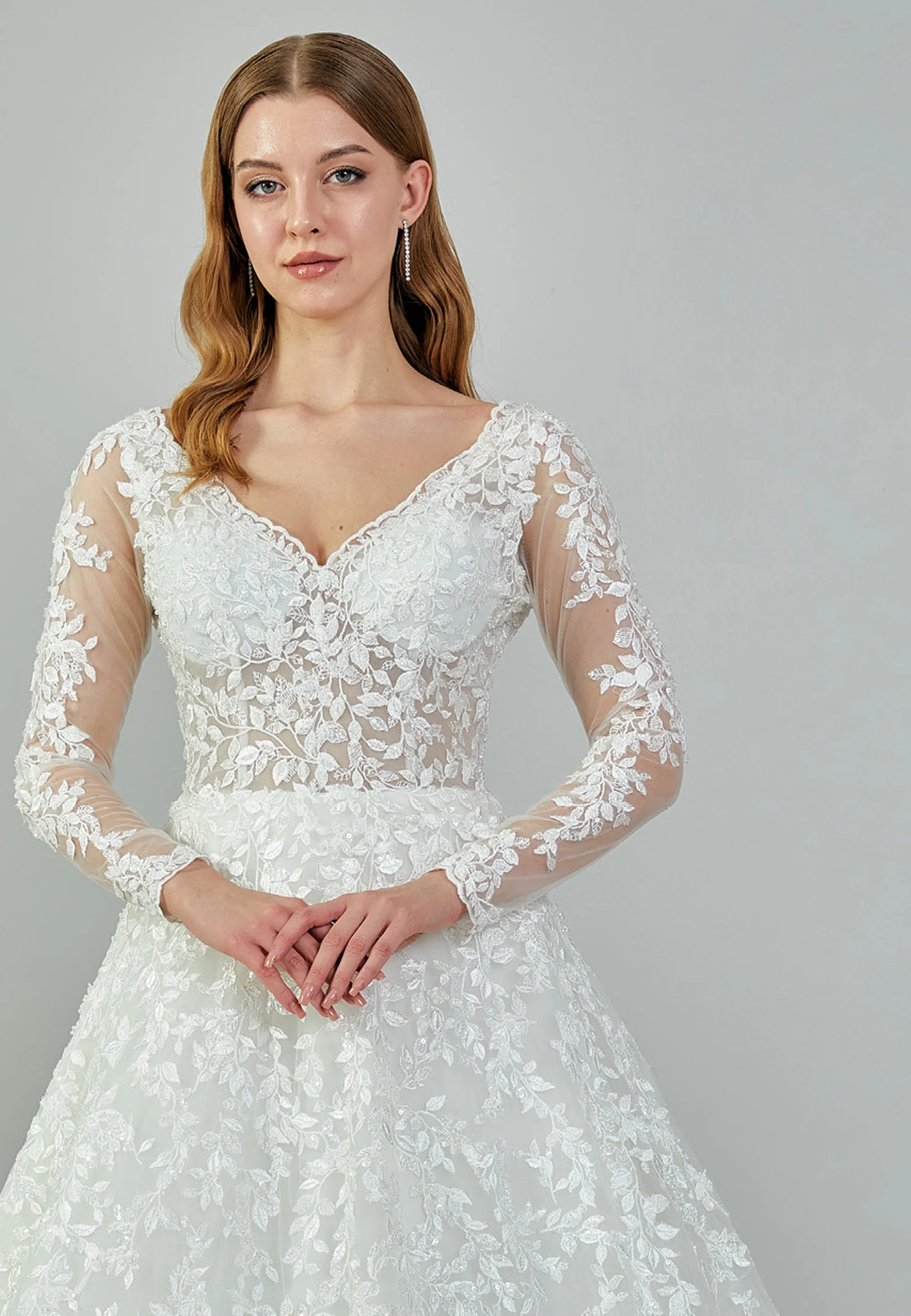 Long Sleeve Maxi Tulle Regular Wedding Dress rlb1093-1 - Image 7