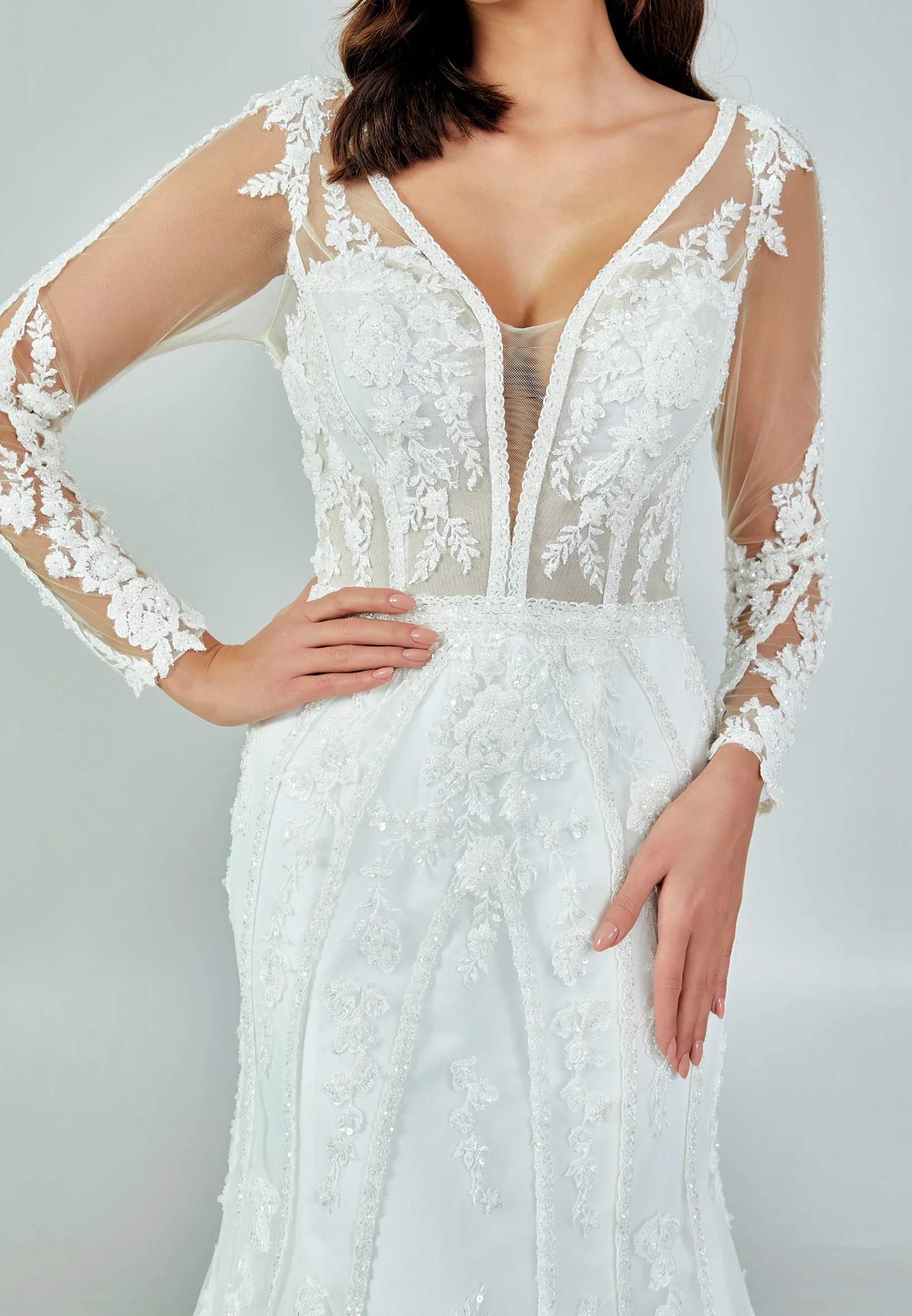 Long Sleeve Maxi Tulle Regular Wedding Dress rlb1310 - Image 10