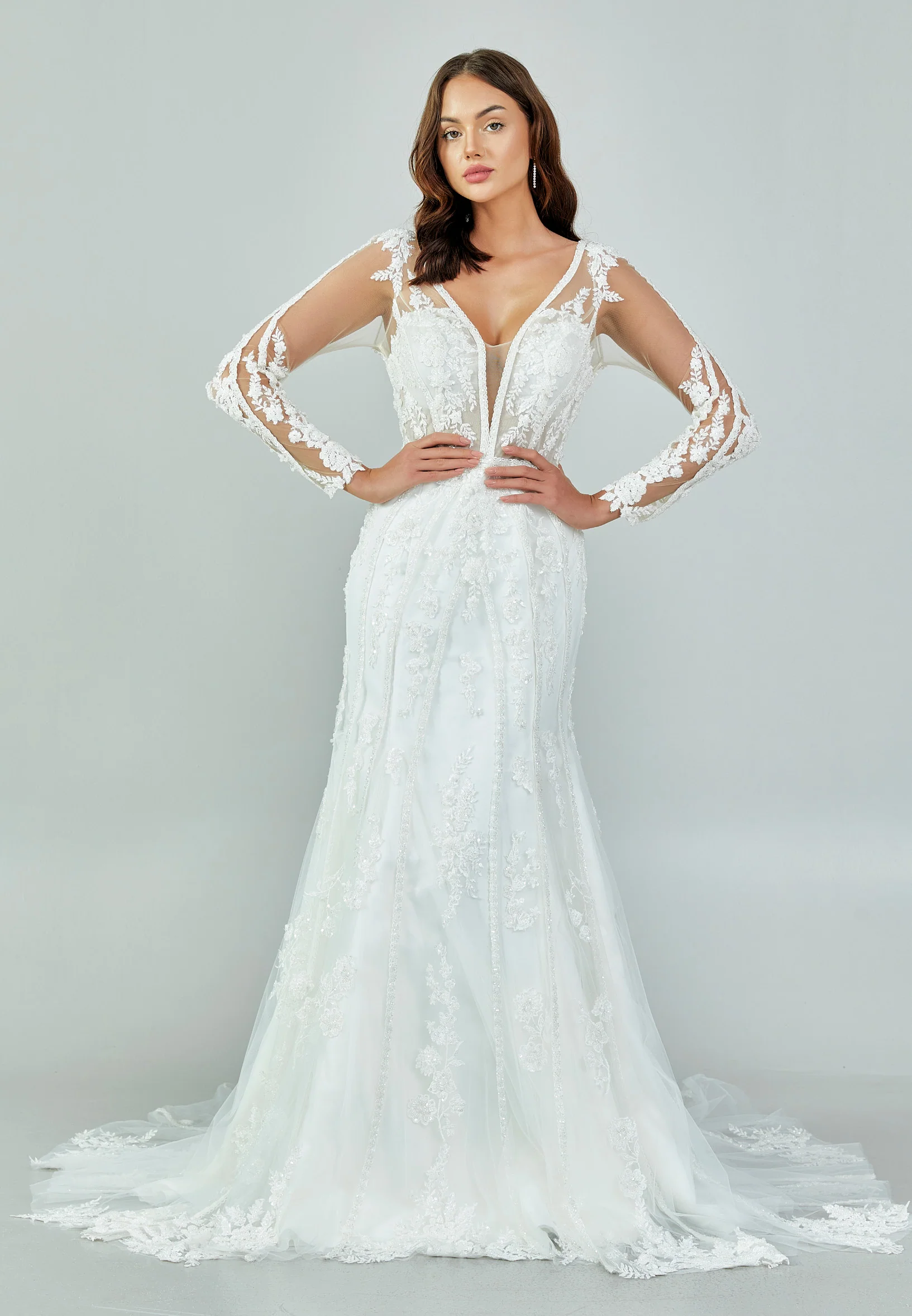 Long Sleeve Maxi Tulle Regular Wedding Dress rlb1310 - Image 2