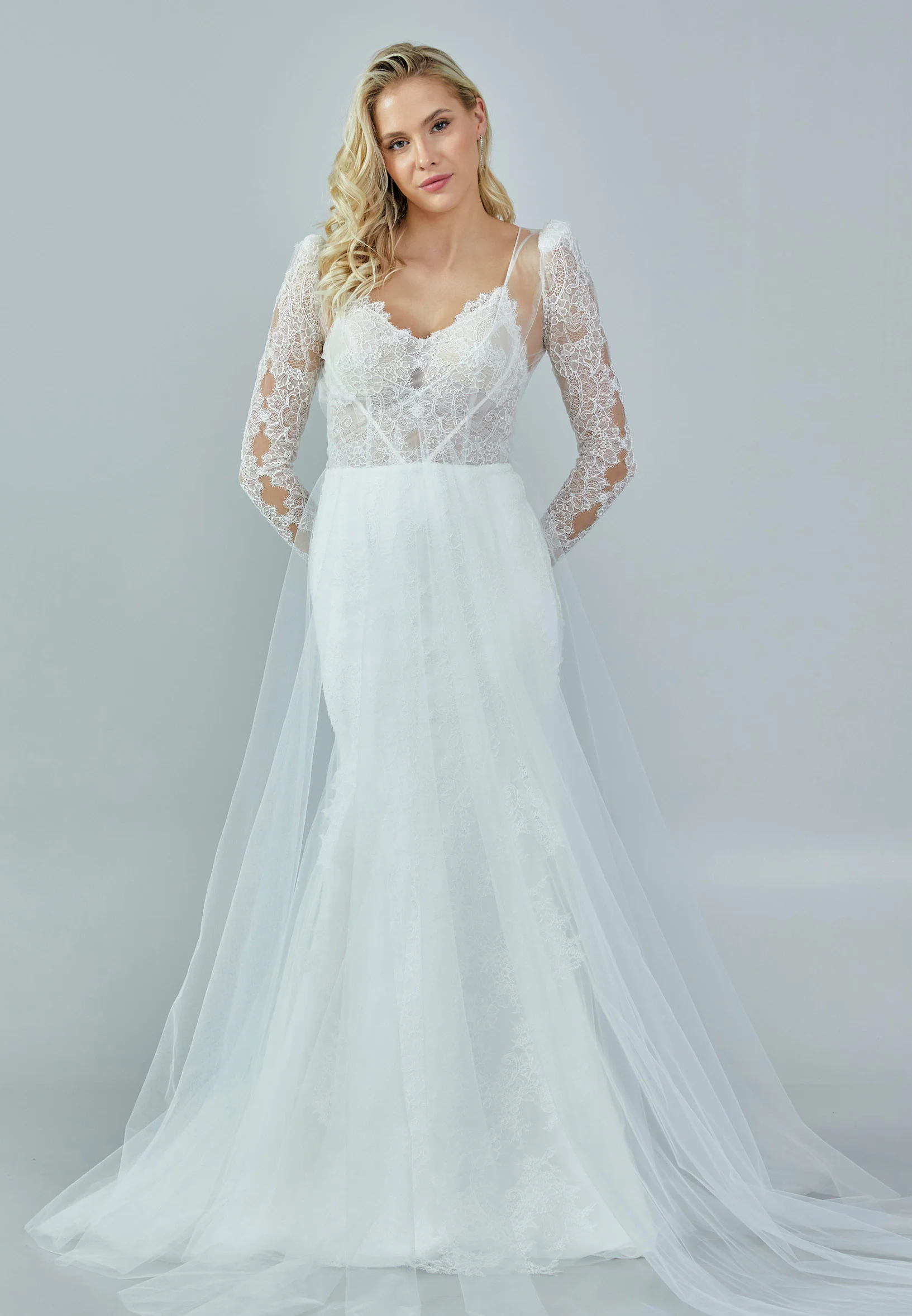 Long Sleeve Maxi Tulle Regular Wedding Dress rlb1461