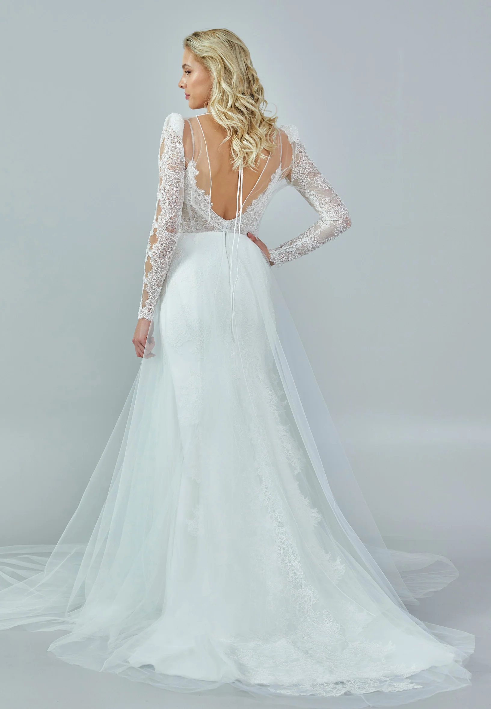 Long Sleeve Maxi Tulle Regular Wedding Dress rlb1461 - Image 5