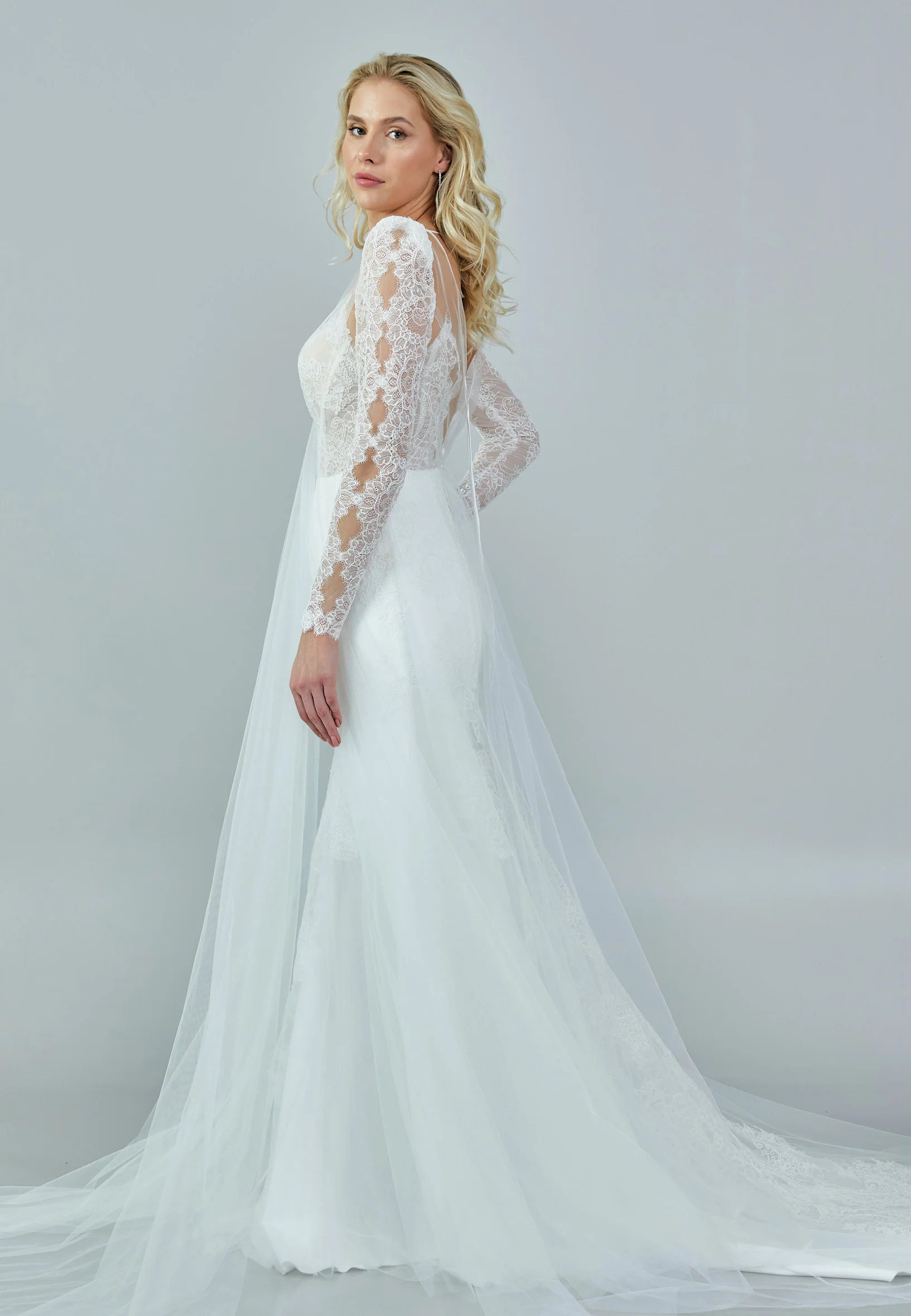 Long Sleeve Maxi Tulle Regular Wedding Dress rlb1461 - Image 6