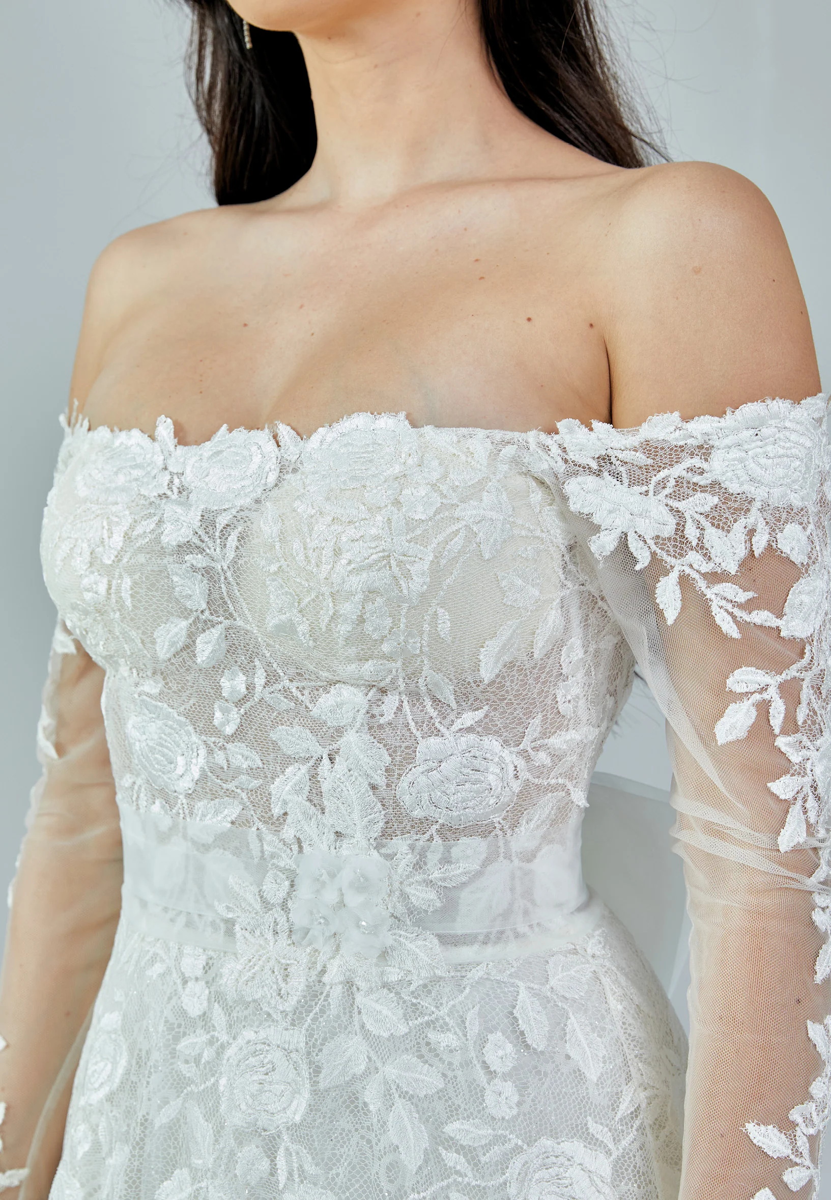 Long Sleeve Maxi Tulle Regular Wedding Dress rlb1631 - Image 4