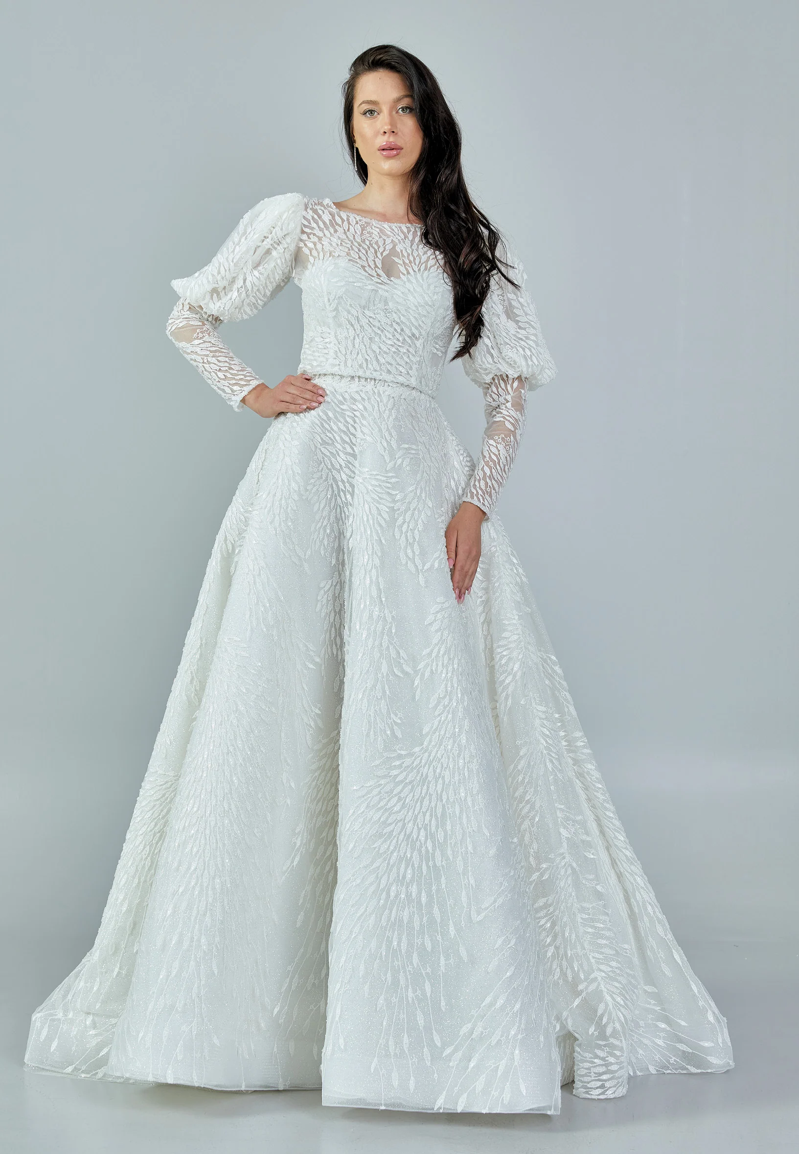 Long Sleeve Maxi Tulle Regular Wedding Dress rlb1682